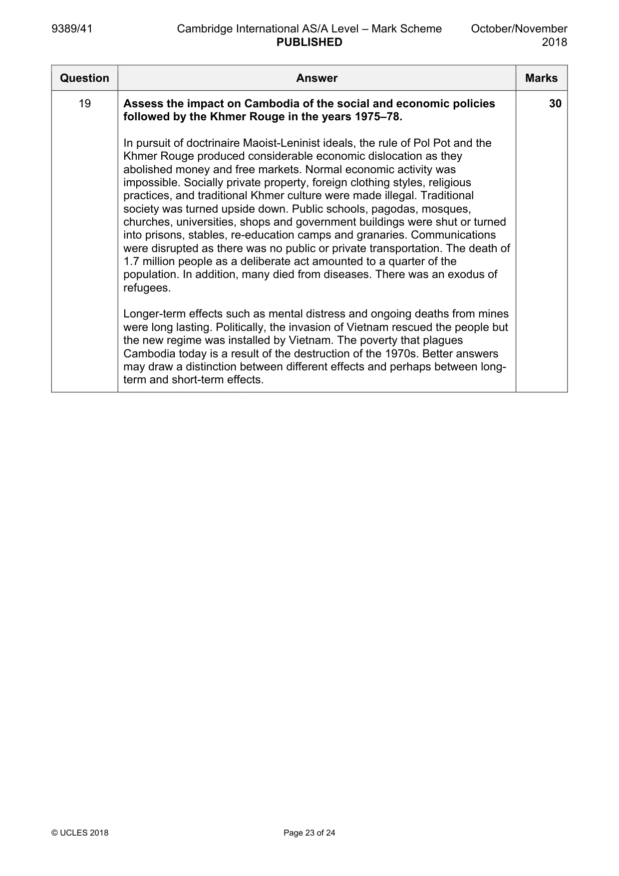 Mark scheme, page 23 of 24
