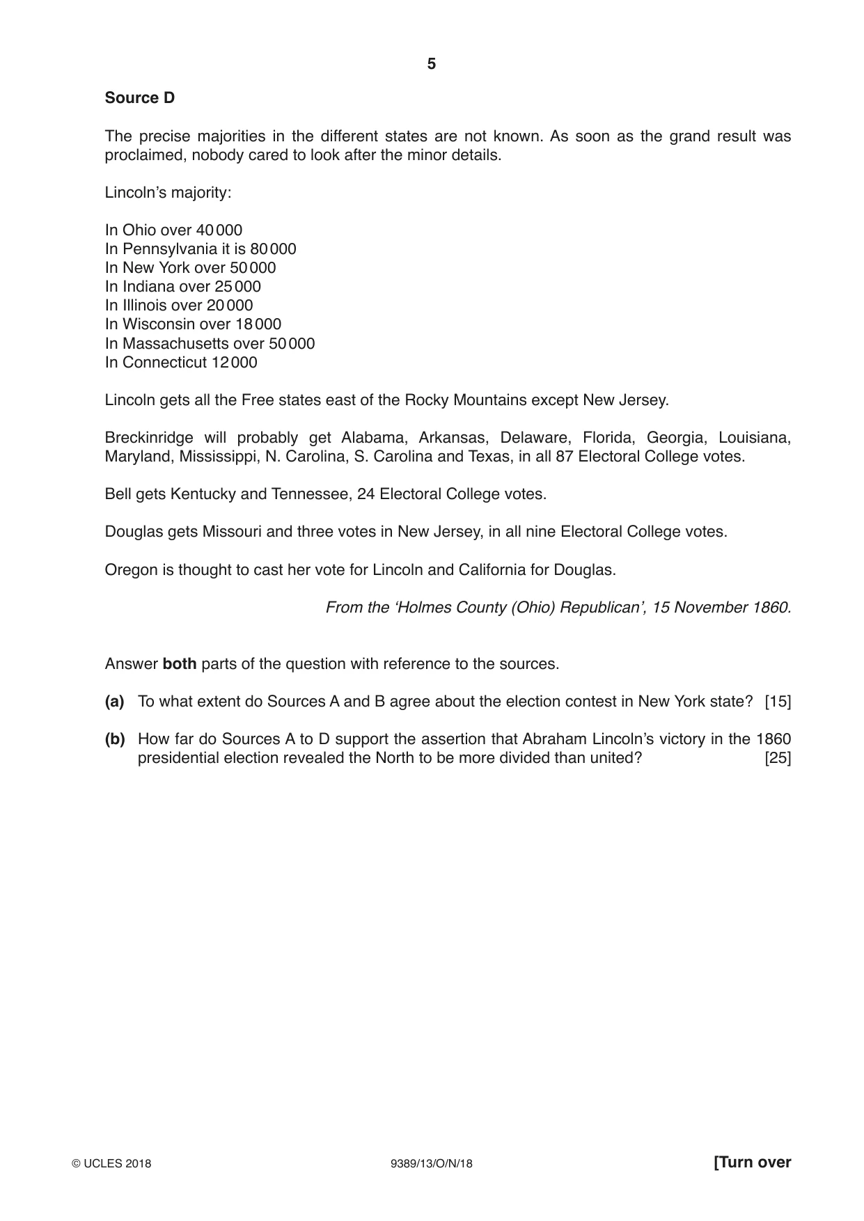 Cambridge A Level History 9389 2018 Oct/Nov Paper 1 · Variant 3 question paper, page 5 of 8
