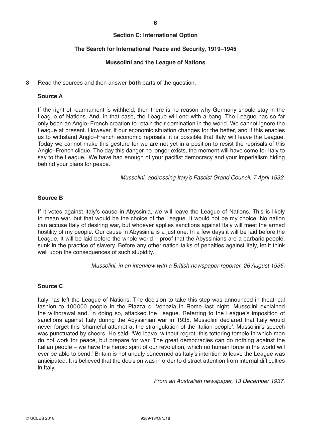 Cambridge A Level History 9389 2018 Oct/Nov Paper 1 · Variant 3 question paper, page 6 of 8