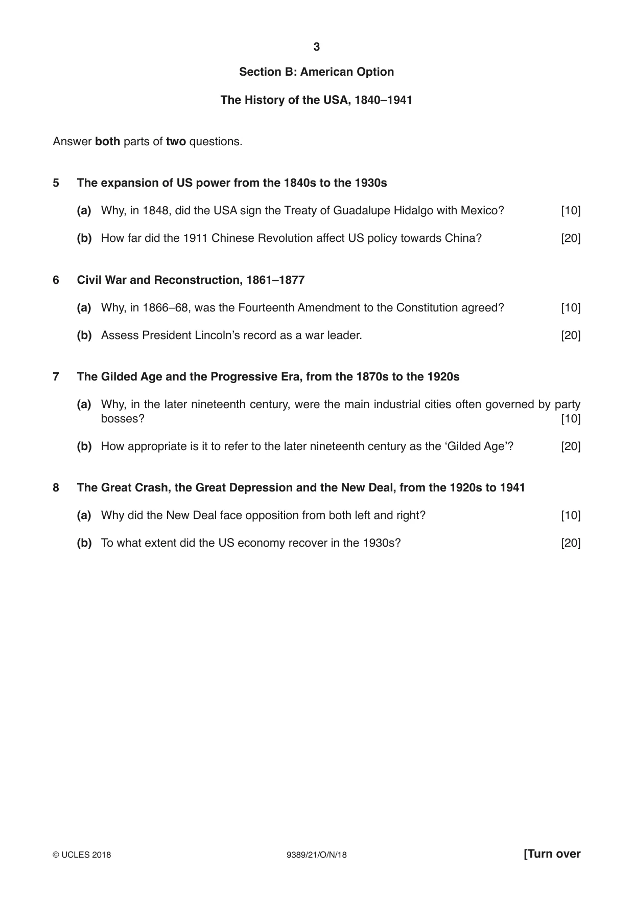 Cambridge A Level History 9389 2018 Oct/Nov Paper 2 · Variant 1 question paper, page 3 of 4