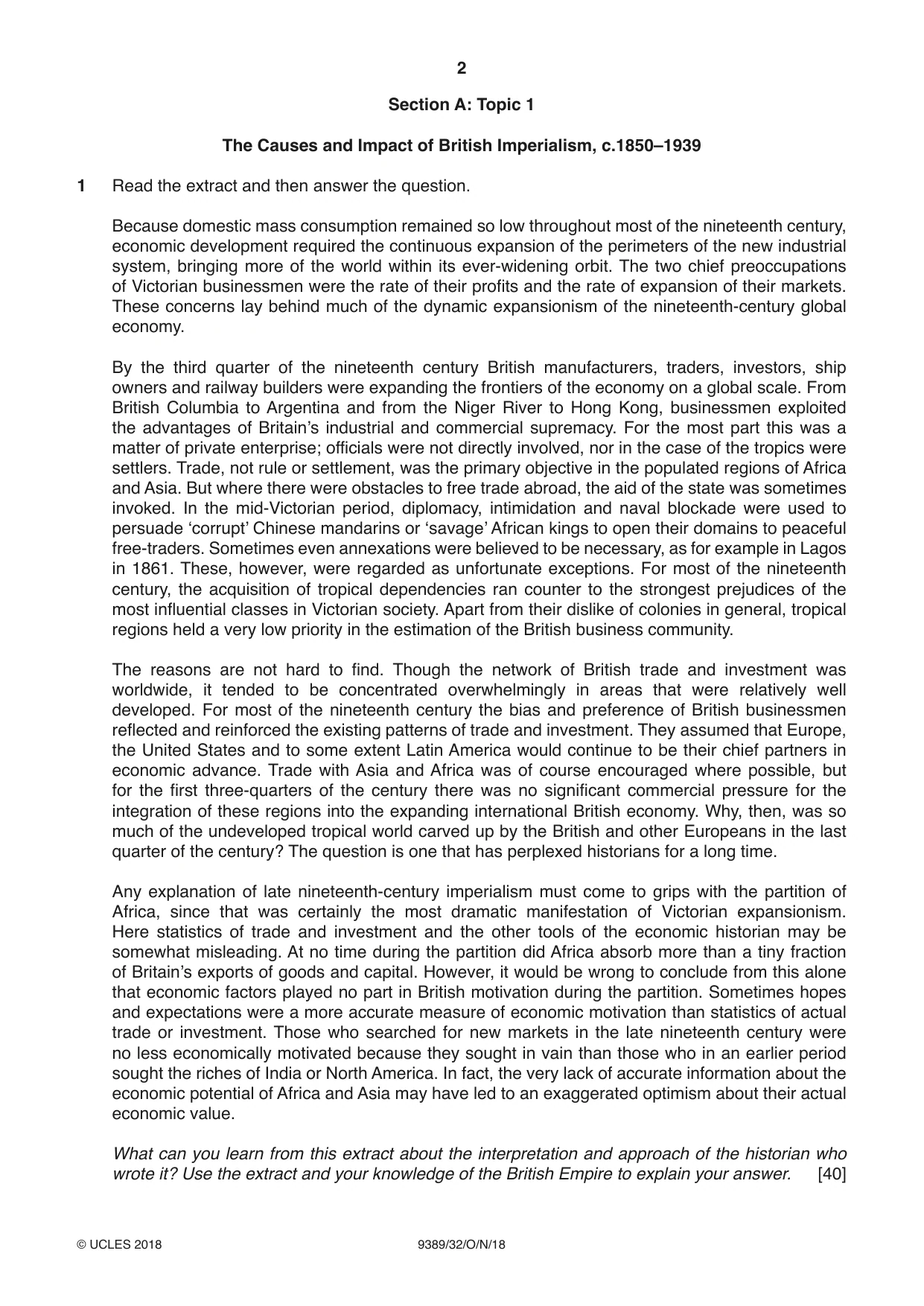 Cambridge A Level History 9389 2018 Oct/Nov Paper 3 · Variant 2 question paper, page 2 of 4