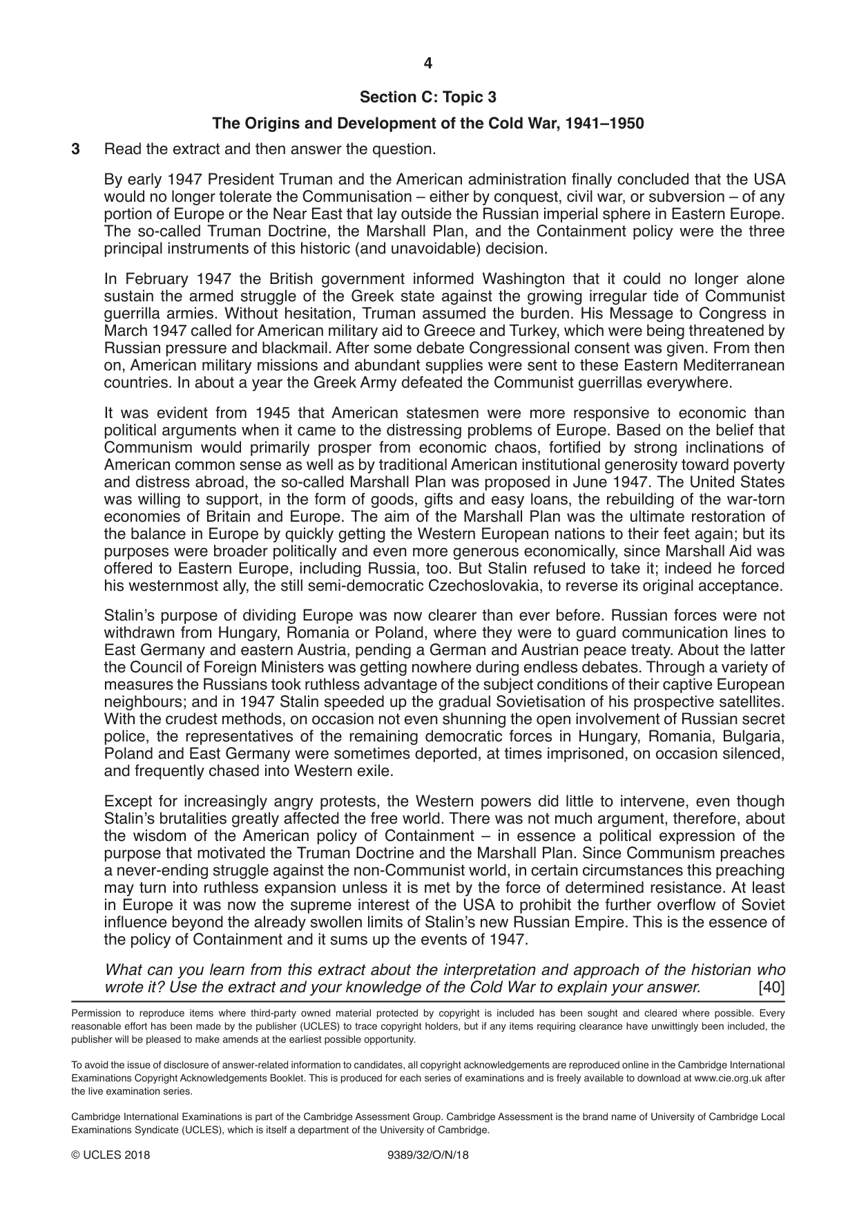 Cambridge A Level History 9389 2018 Oct/Nov Paper 3 · Variant 2 question paper, page 4 of 4