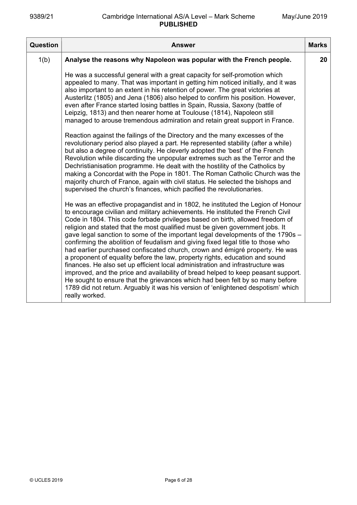 Mark scheme, page 6 of 28