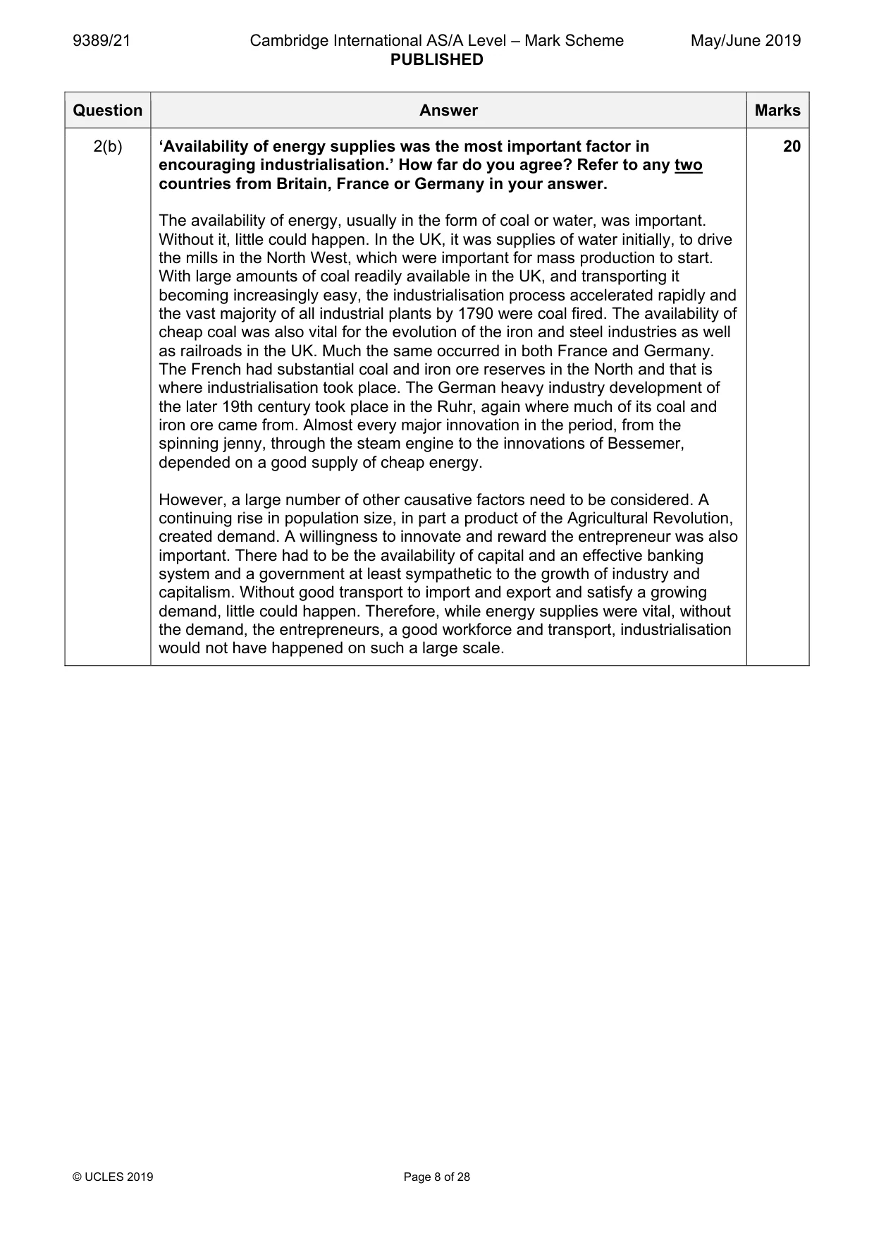 Mark scheme, page 8 of 28