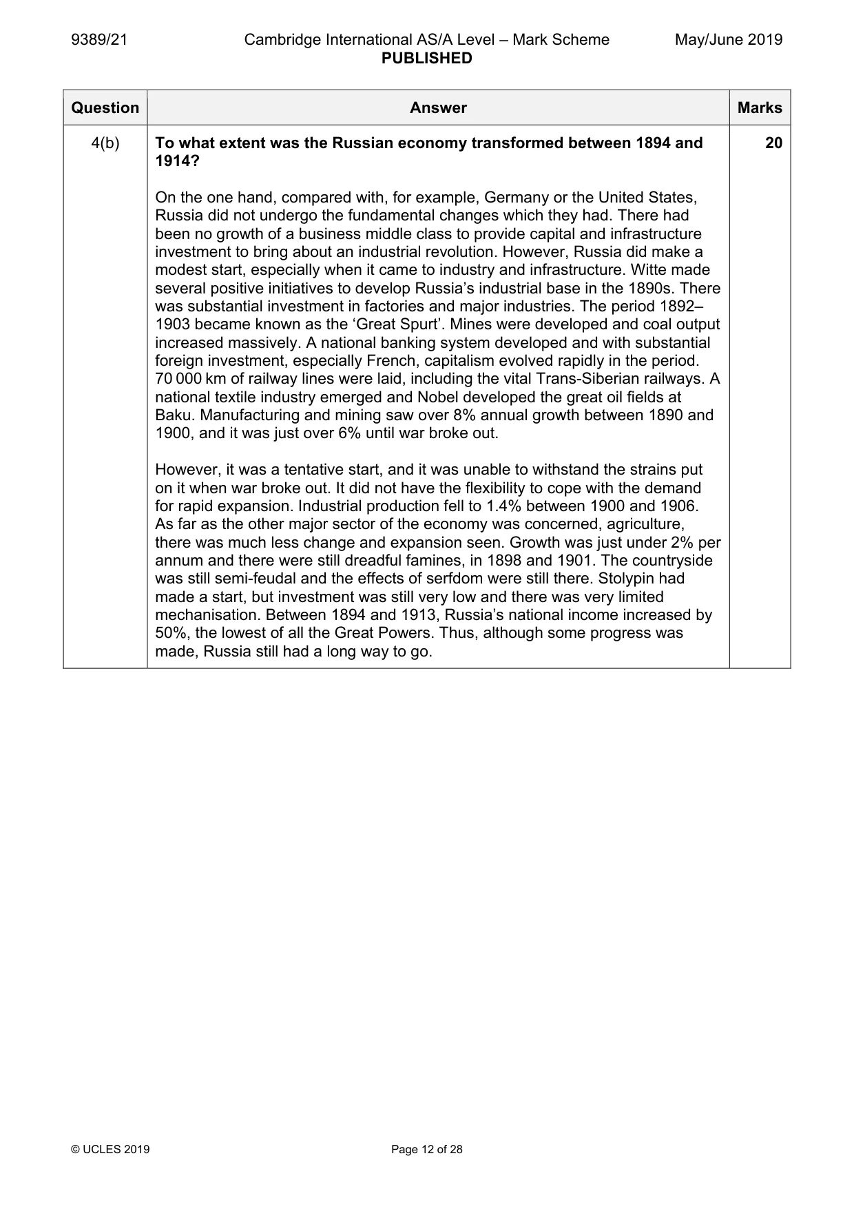 Mark scheme, page 12 of 28