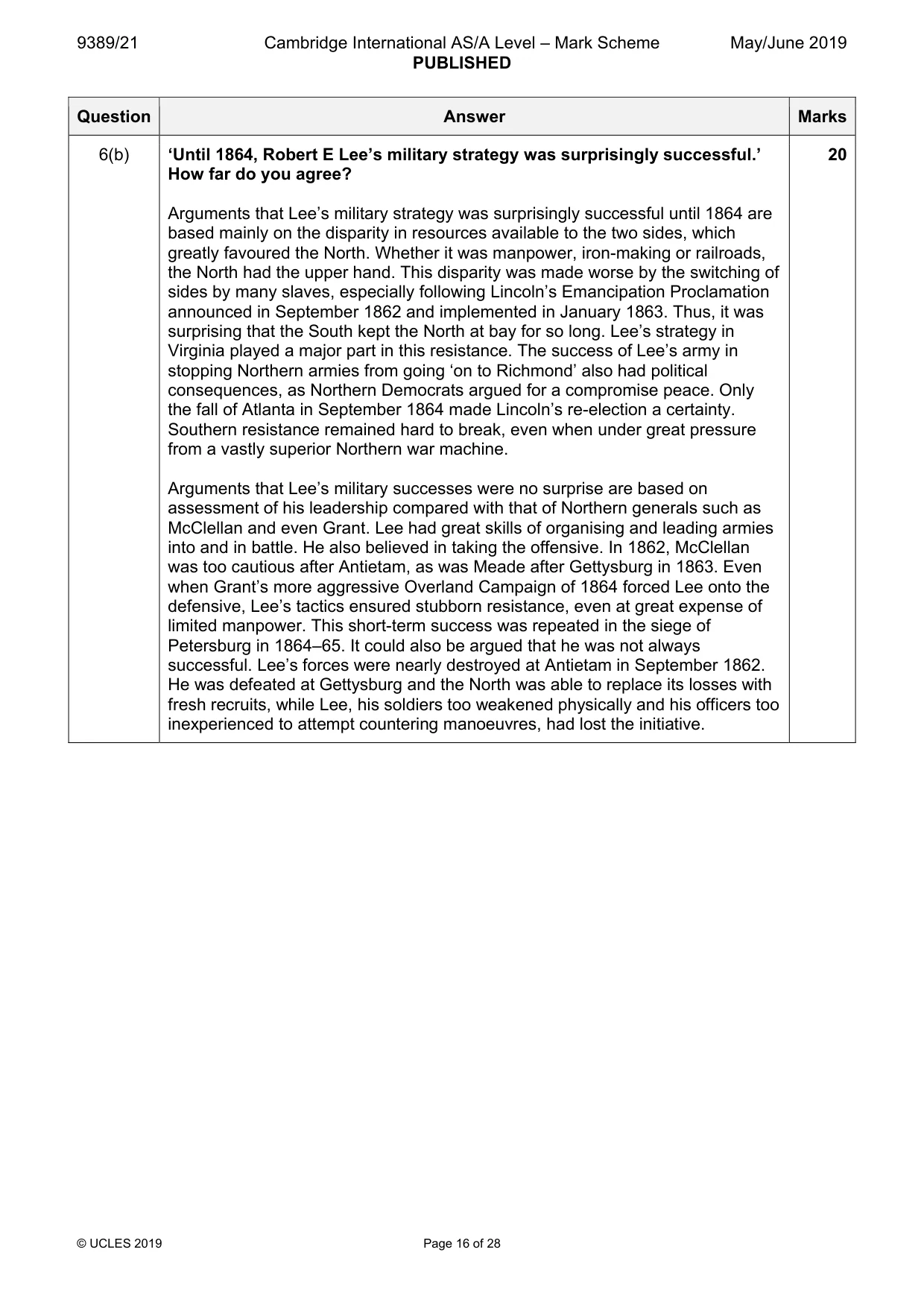 Mark scheme, page 16 of 28