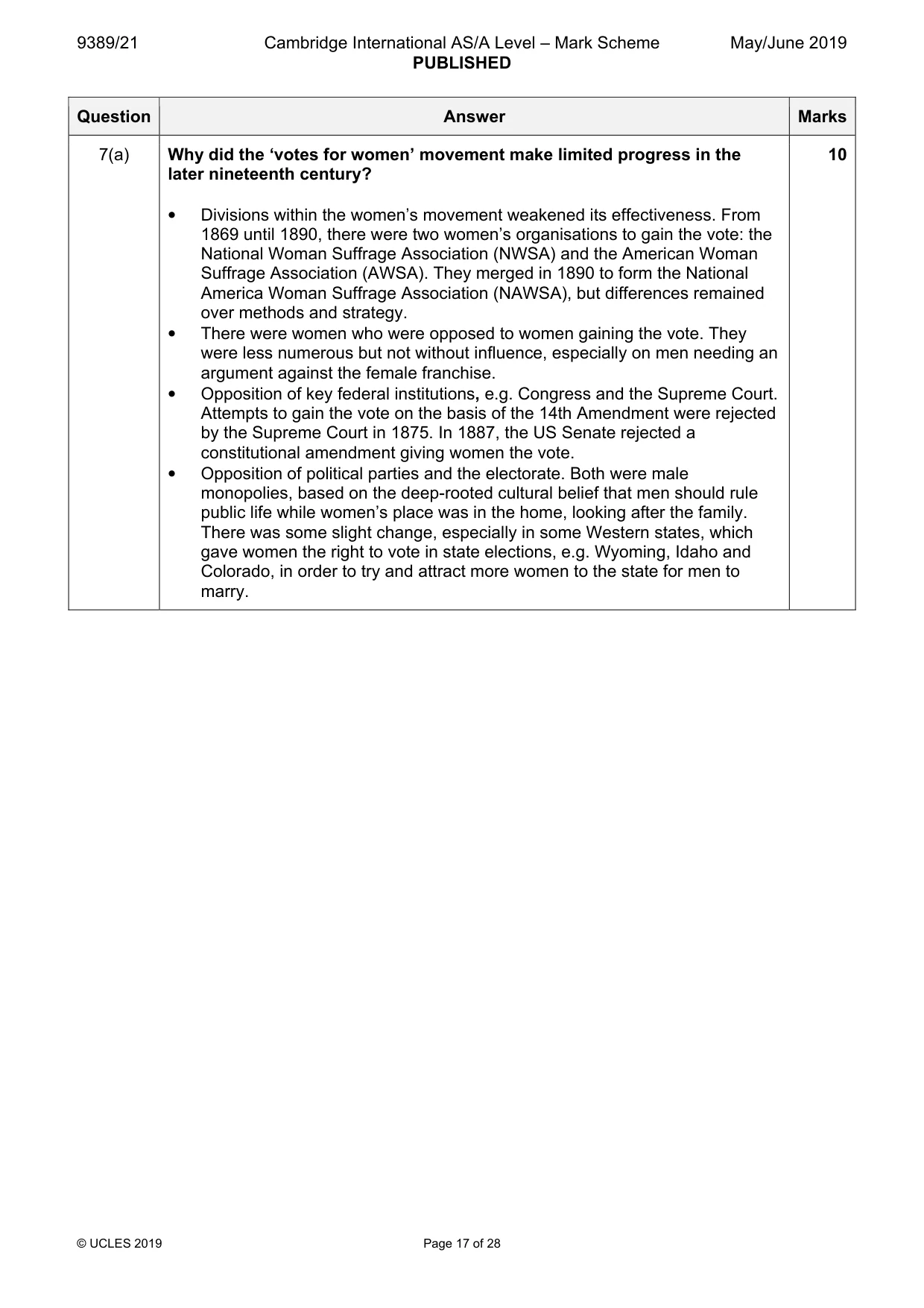 Mark scheme, page 17 of 28