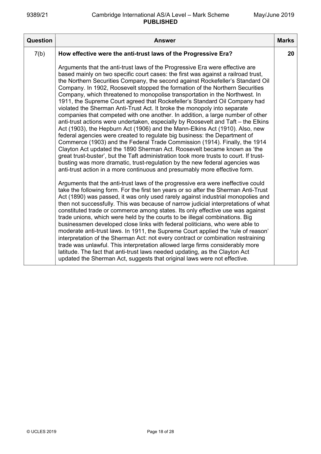 Mark scheme, page 18 of 28