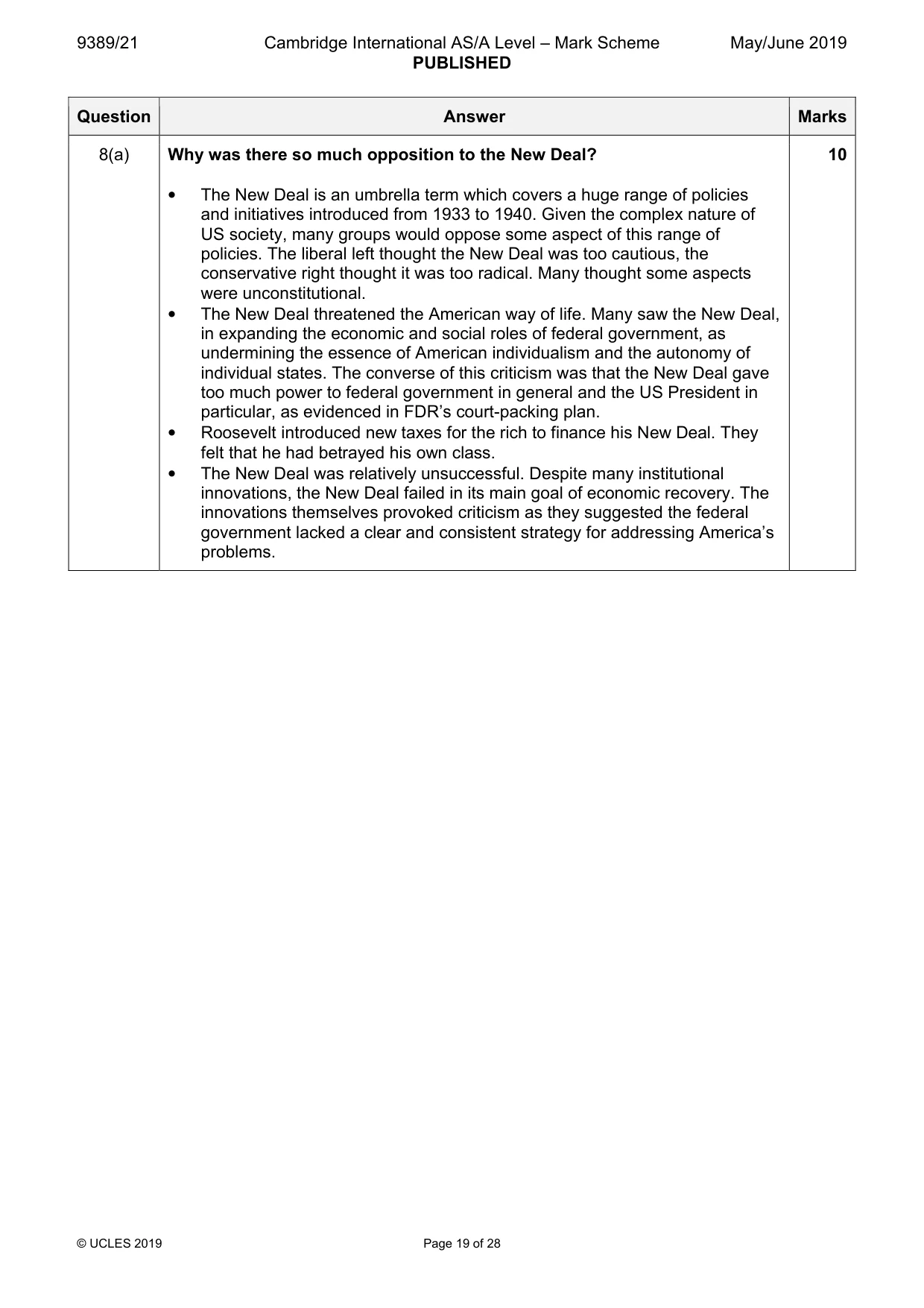 Mark scheme, page 19 of 28