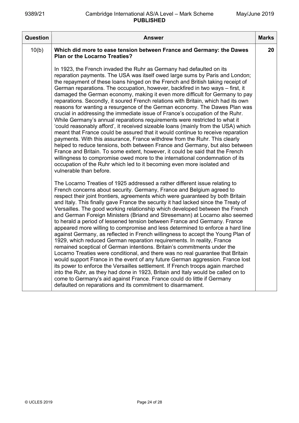 Mark scheme, page 24 of 28