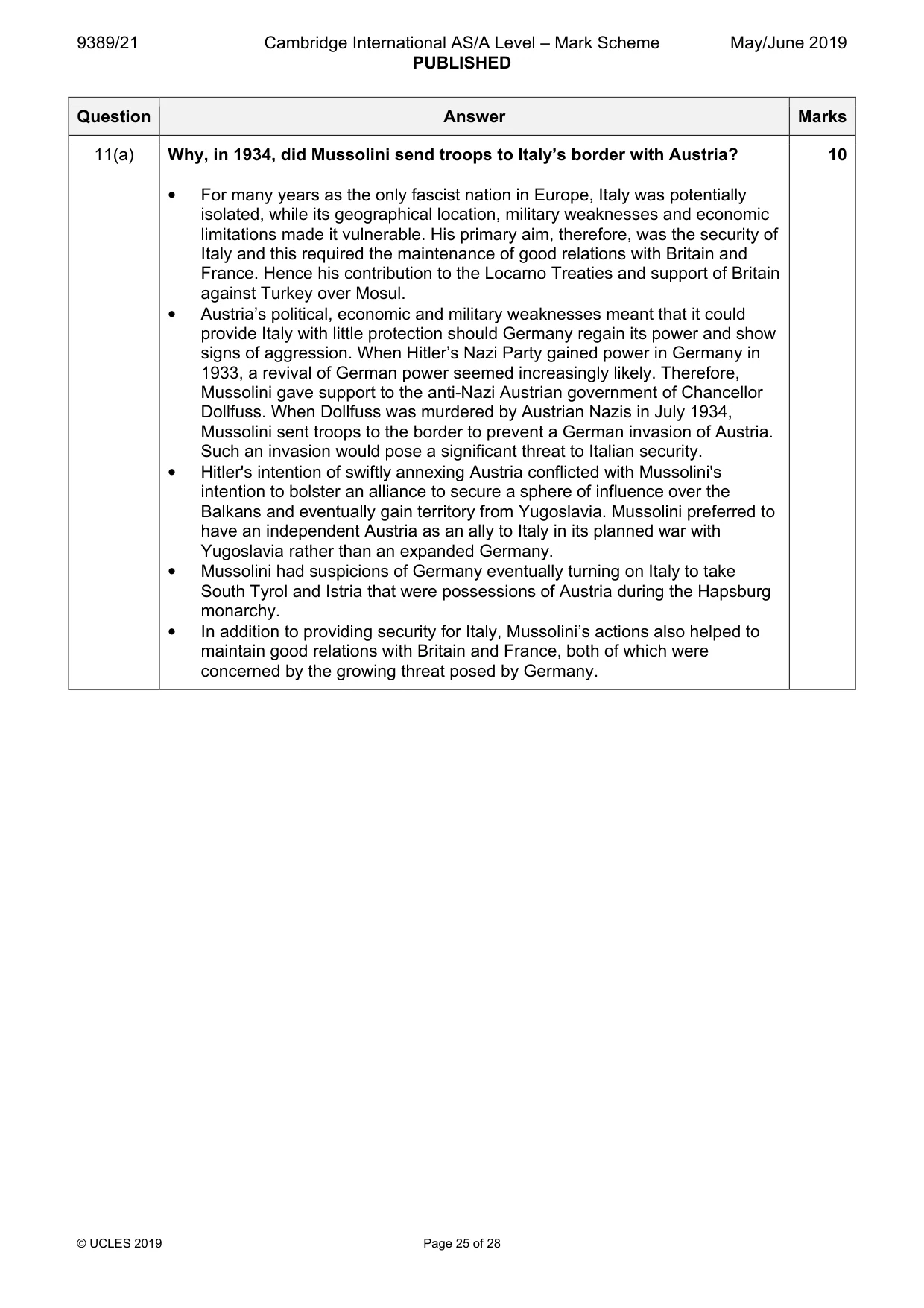 Mark scheme, page 25 of 28