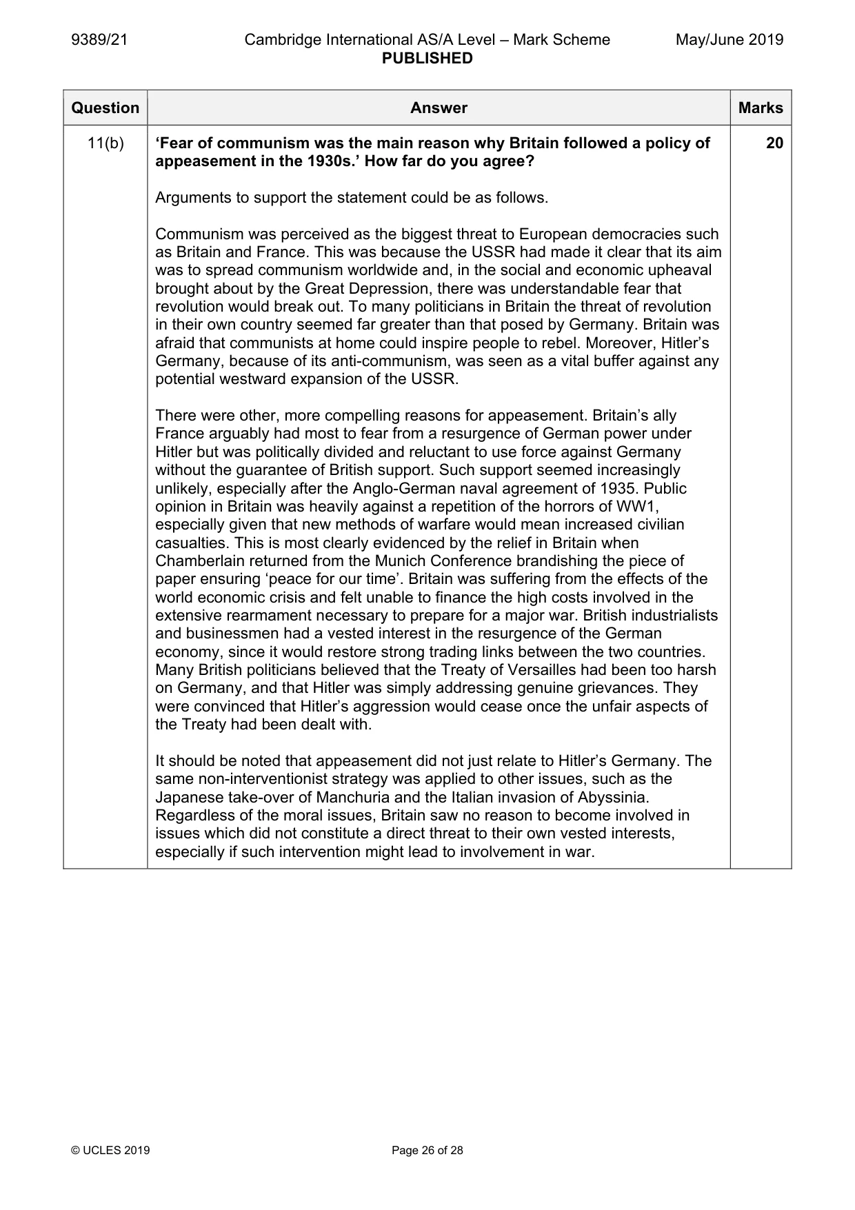 Mark scheme, page 26 of 28