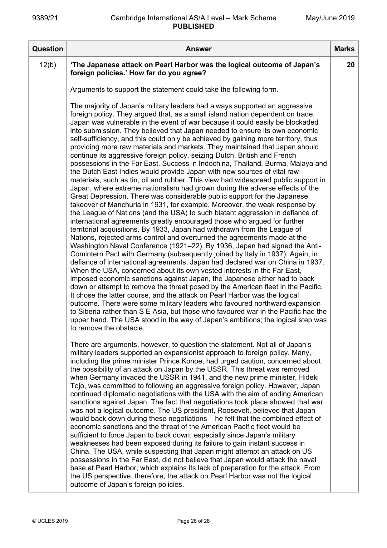 Mark scheme, page 28 of 28