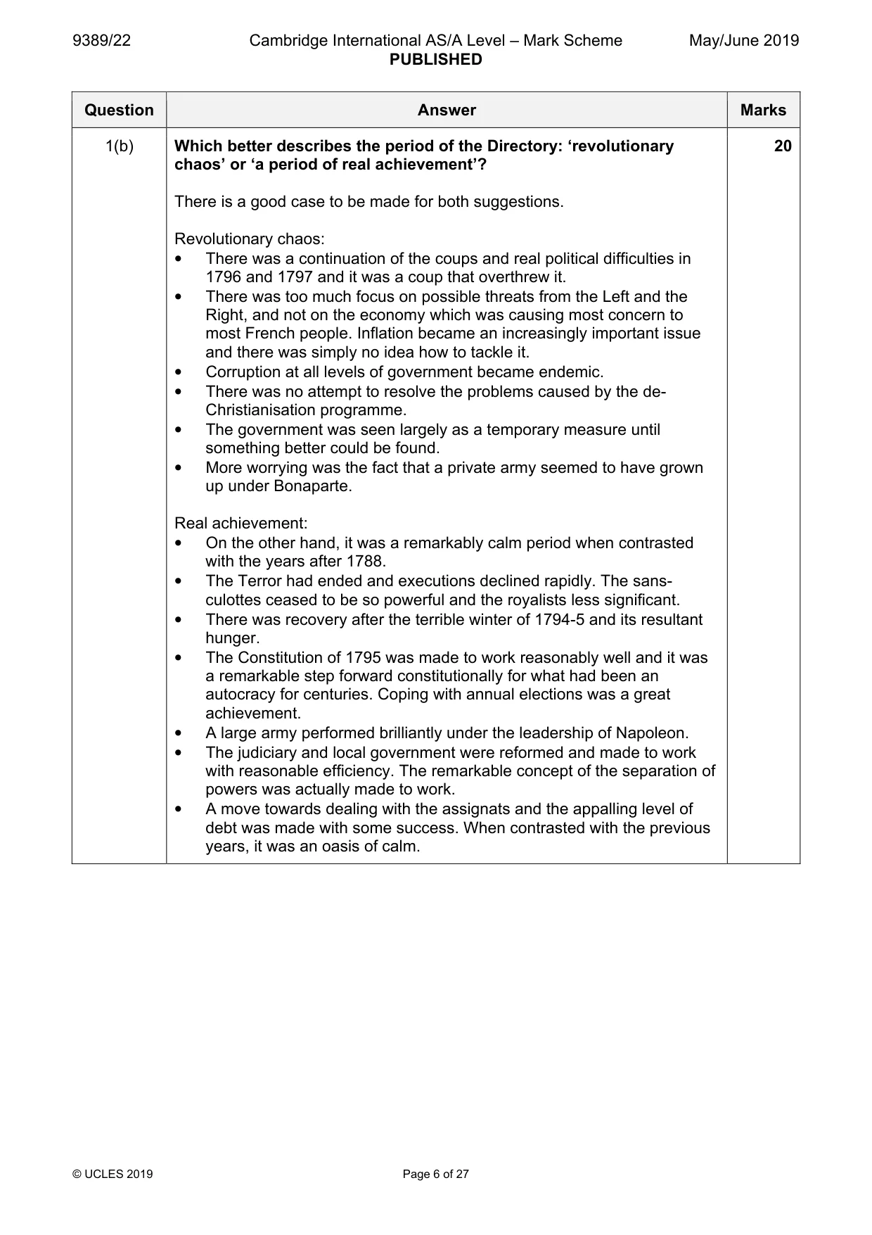 Mark scheme, page 6 of 27