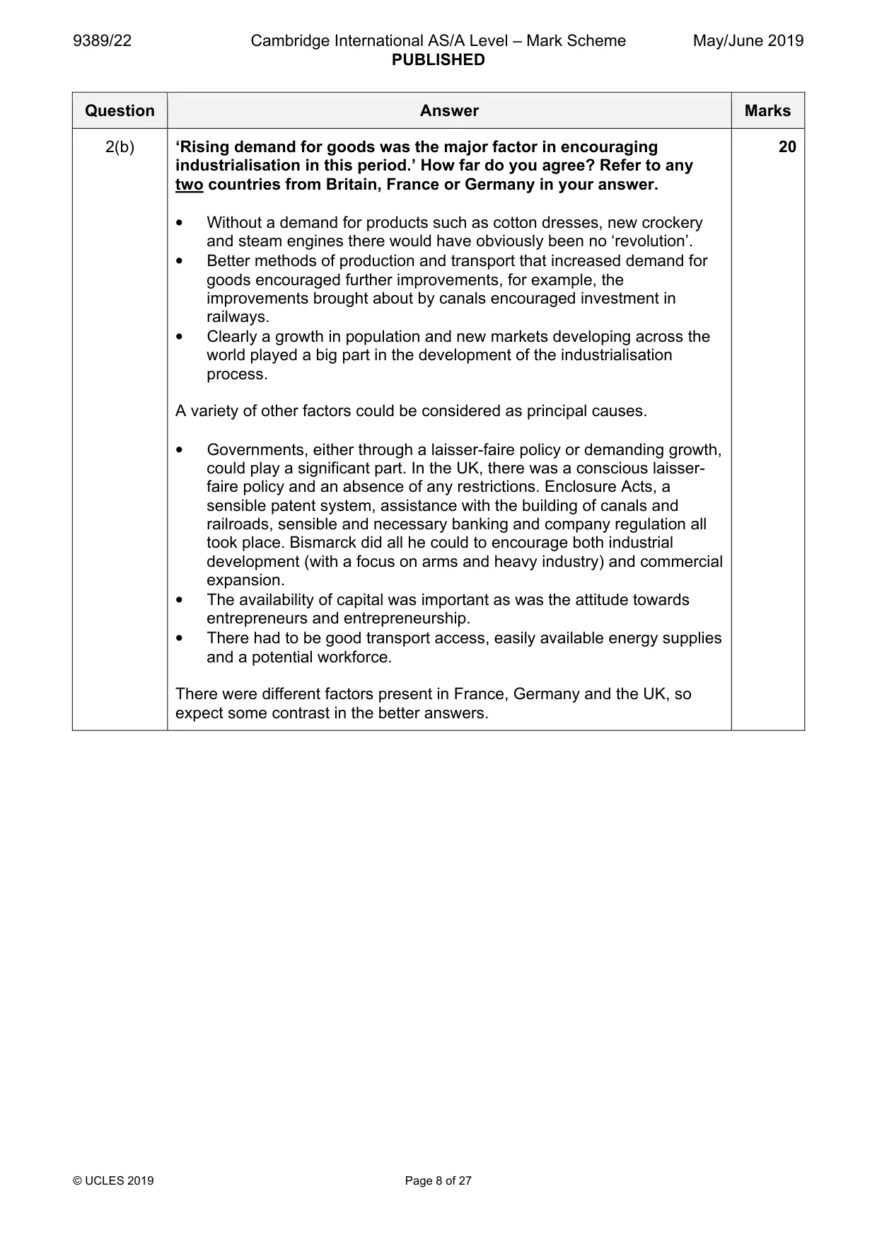 Mark scheme, page 8 of 27