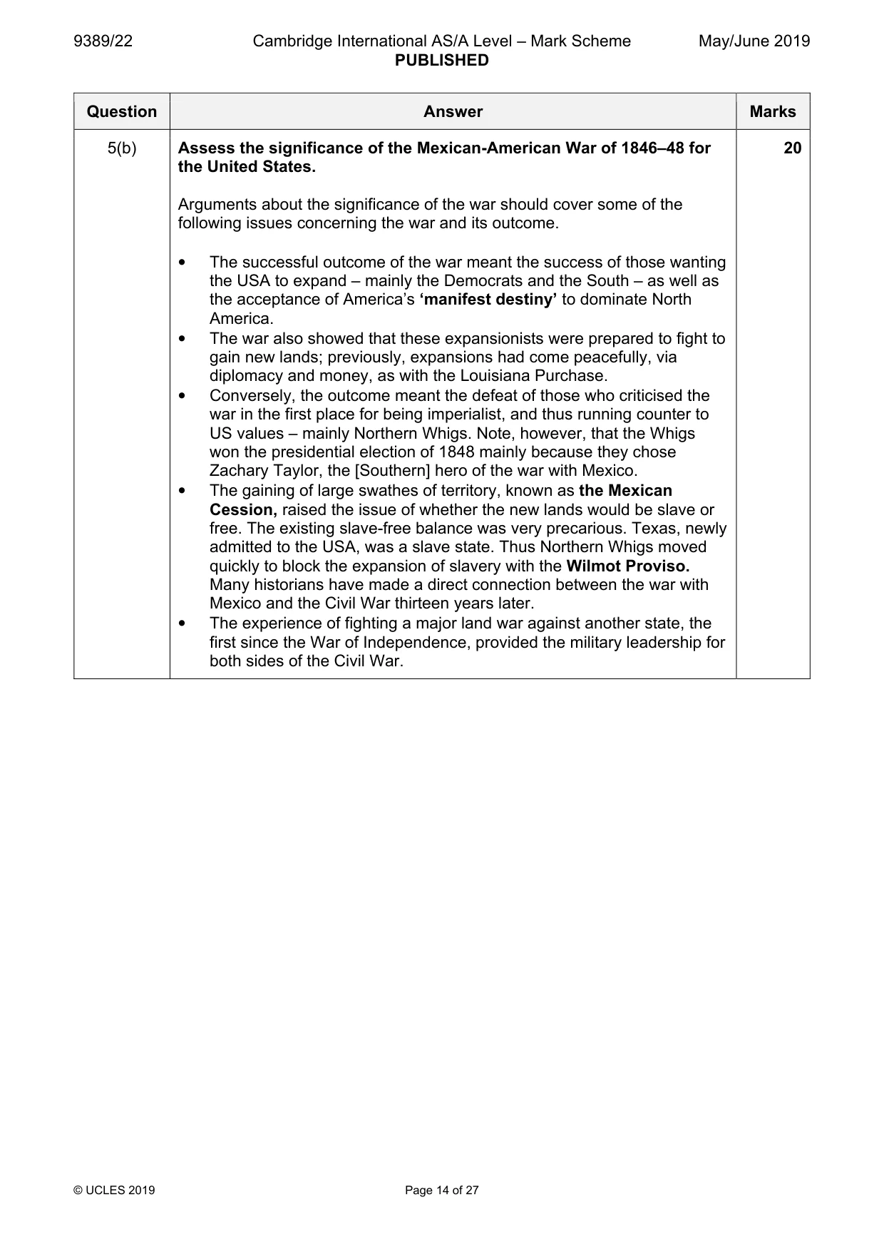 Mark scheme, page 14 of 27