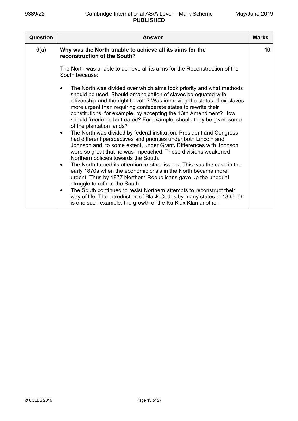 Mark scheme, page 15 of 27