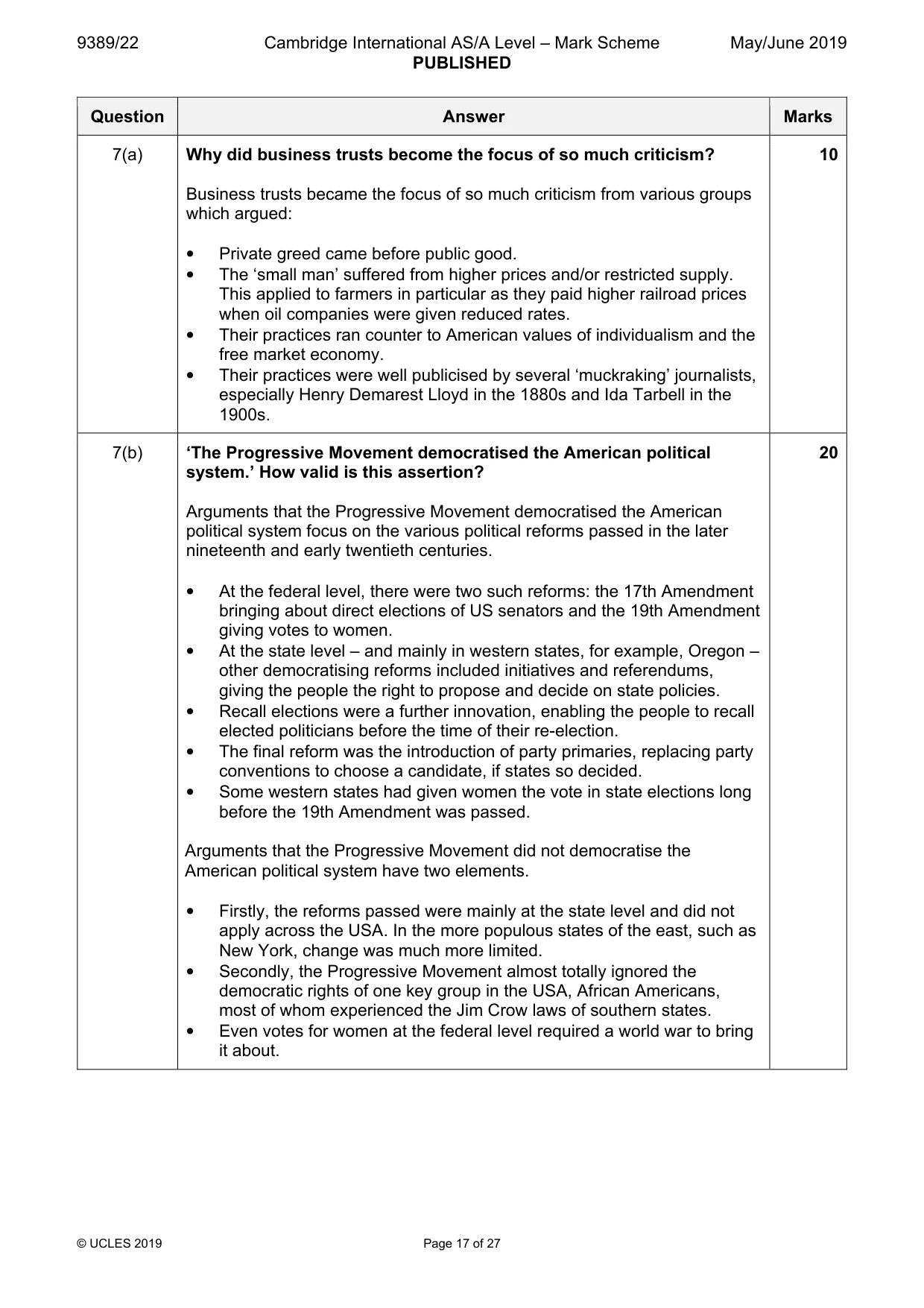 Mark scheme, page 17 of 27