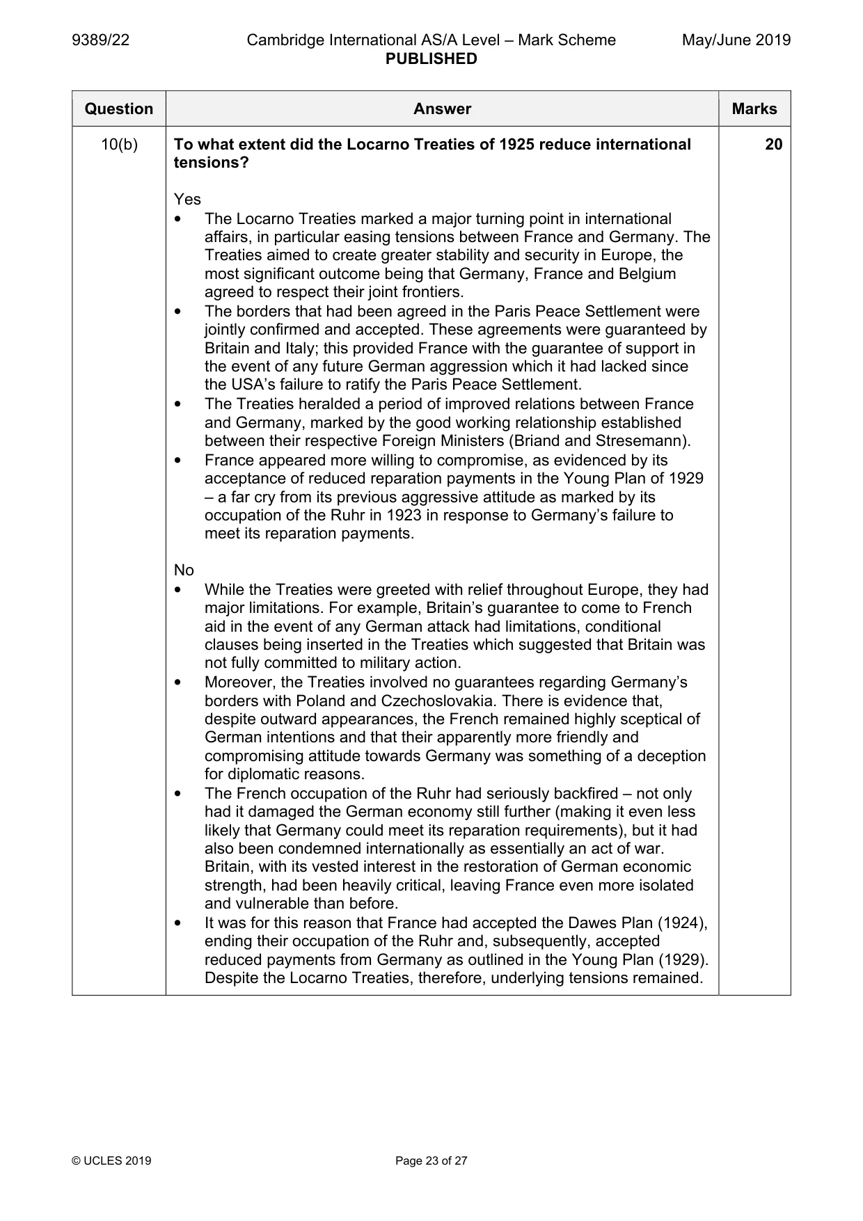 Mark scheme, page 23 of 27