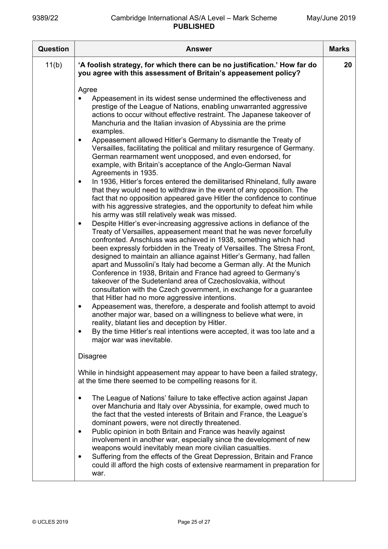 Mark scheme, page 25 of 27