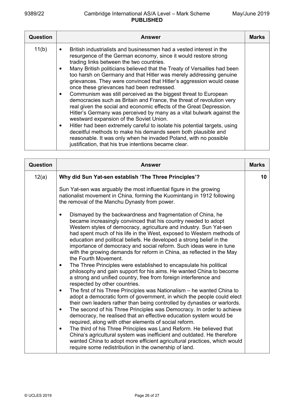 Mark scheme, page 26 of 27