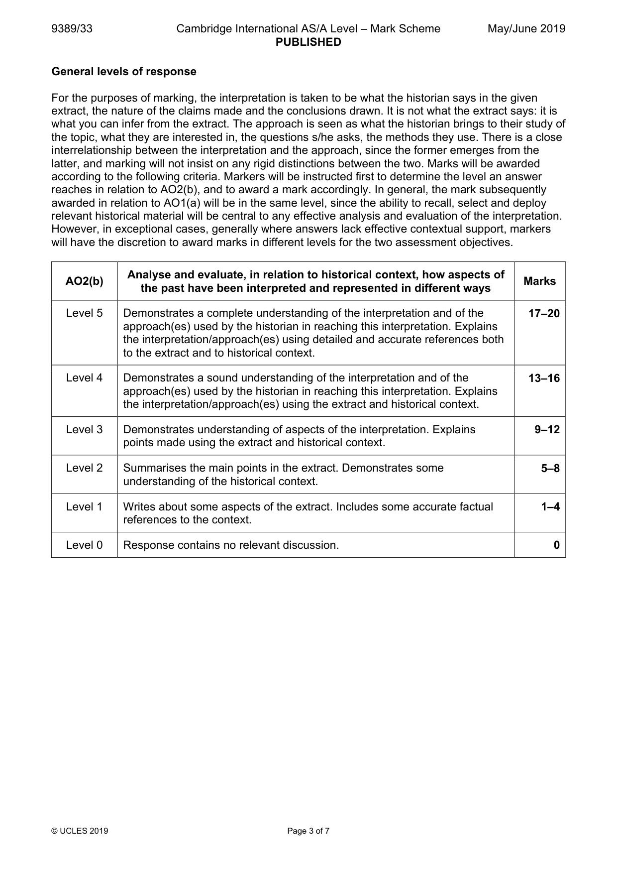 Mark scheme, page 3 of 7