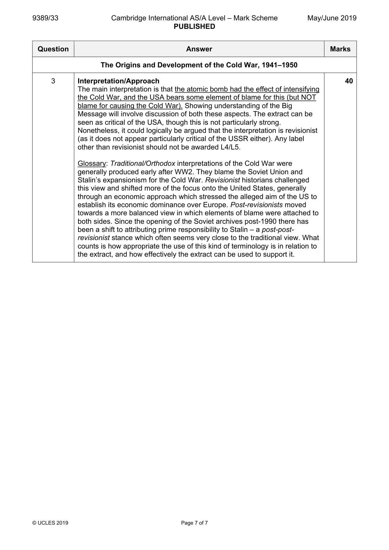 Mark scheme, page 7 of 7