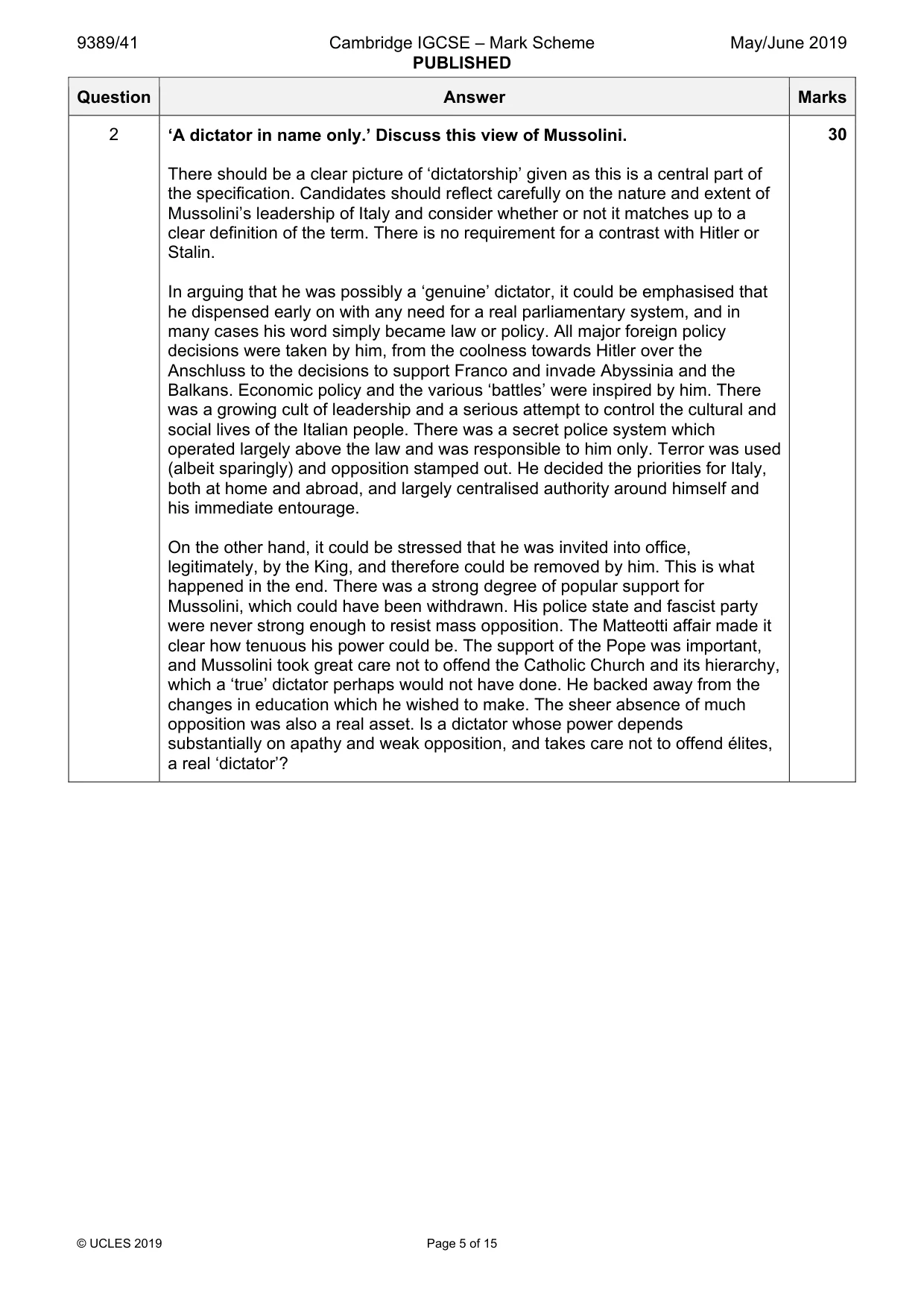 Mark scheme, page 5 of 15