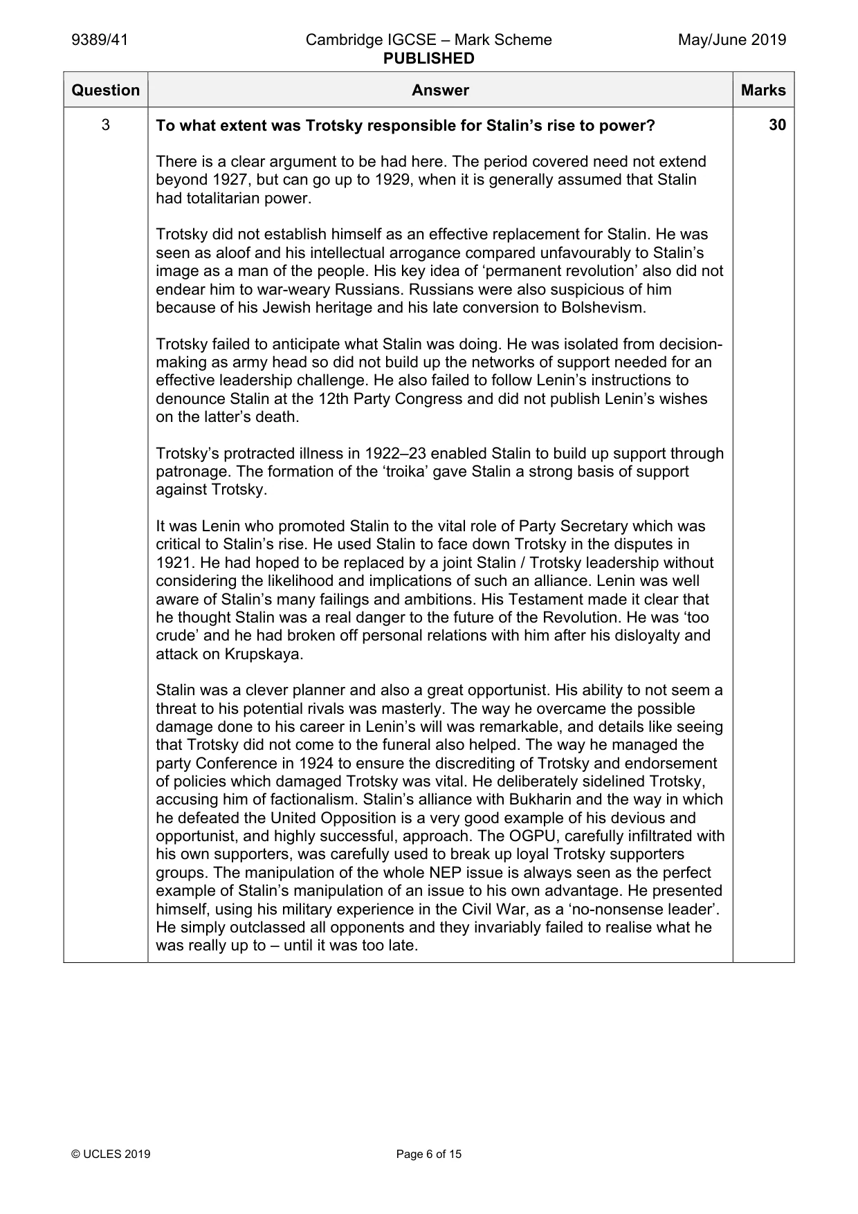 Mark scheme, page 6 of 15