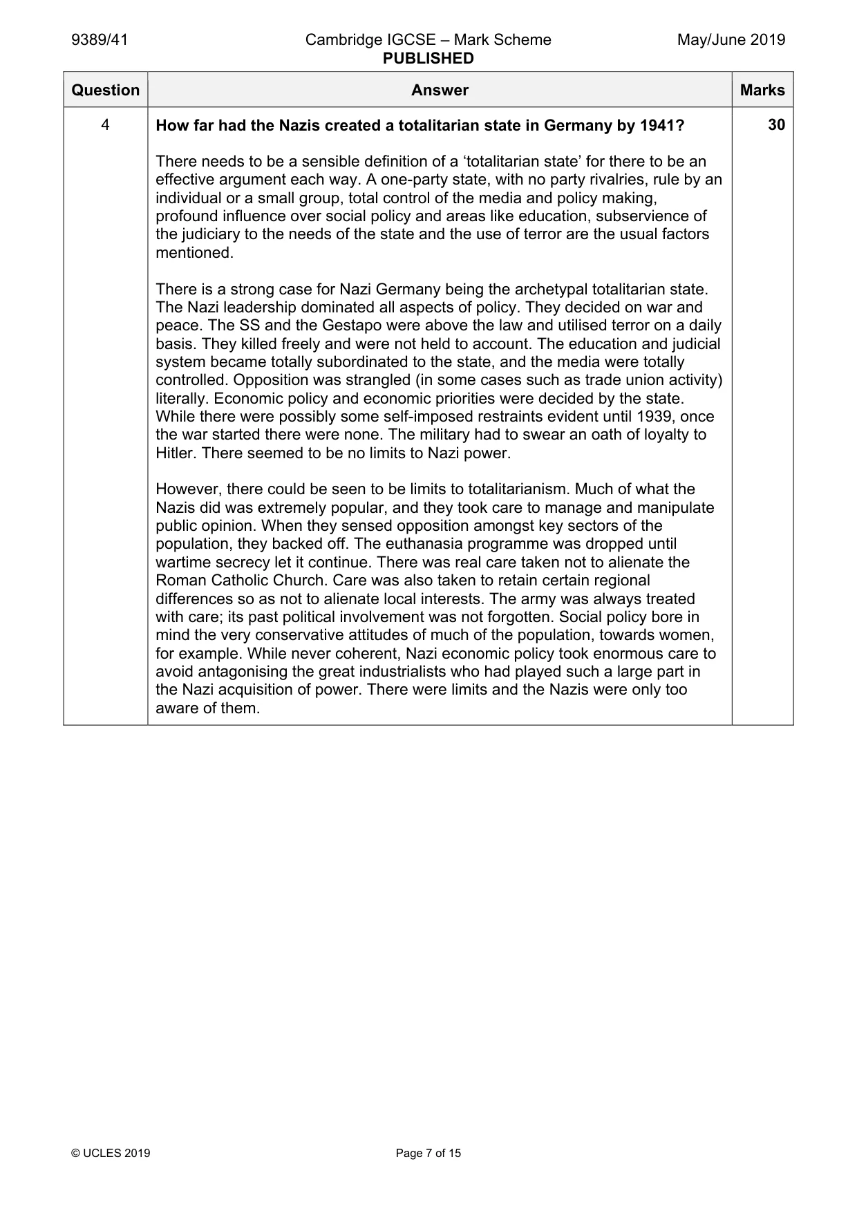 Mark scheme, page 7 of 15