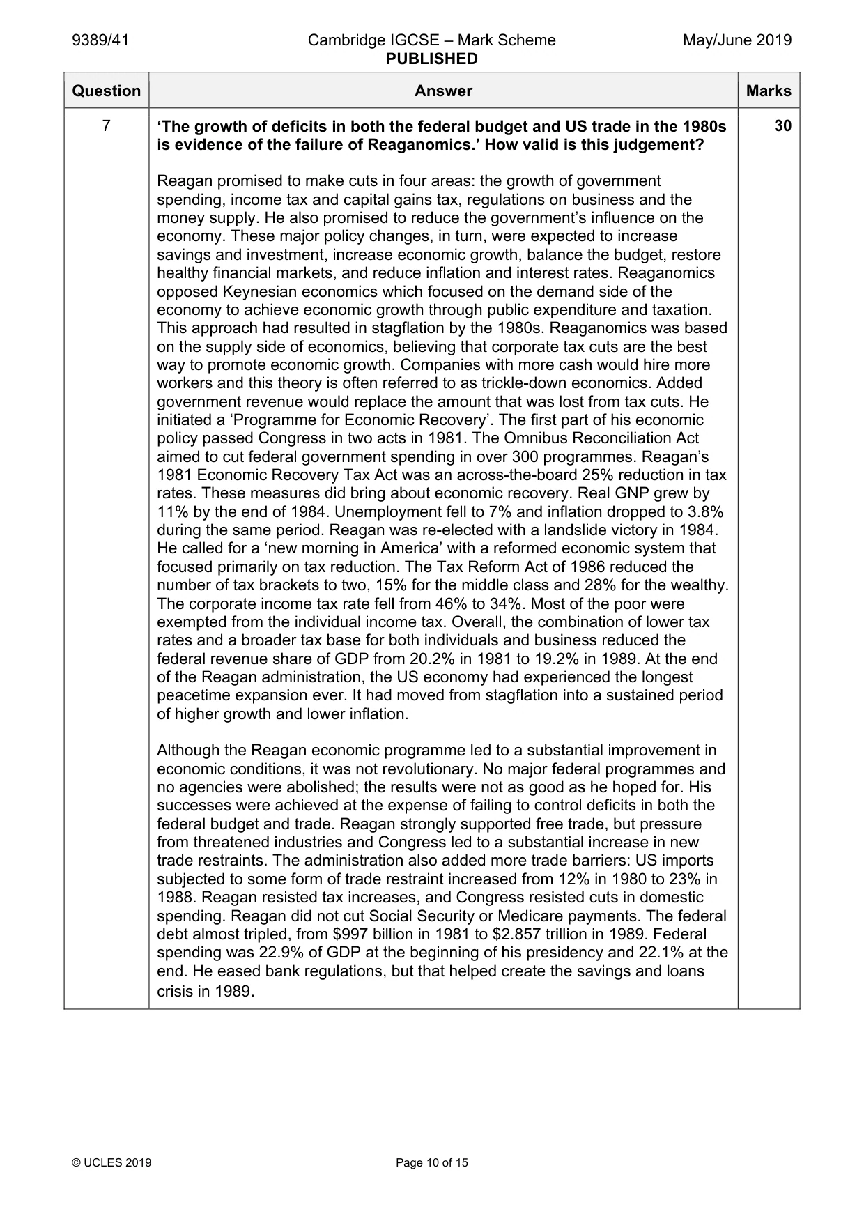 Mark scheme, page 10 of 15