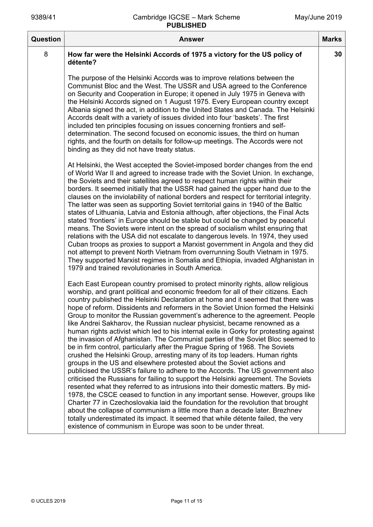 Mark scheme, page 11 of 15