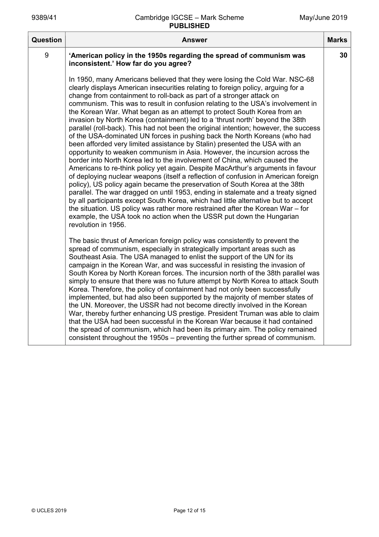 Mark scheme, page 12 of 15