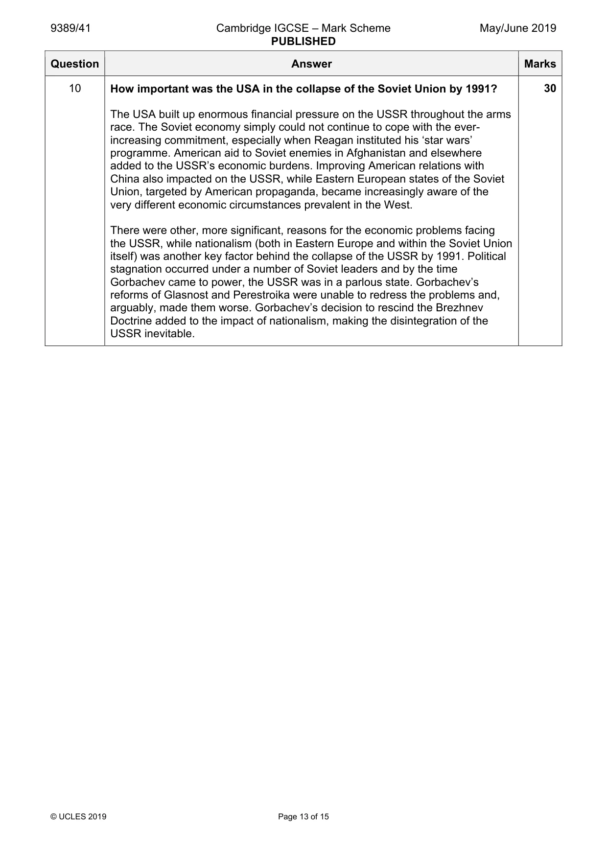 Mark scheme, page 13 of 15