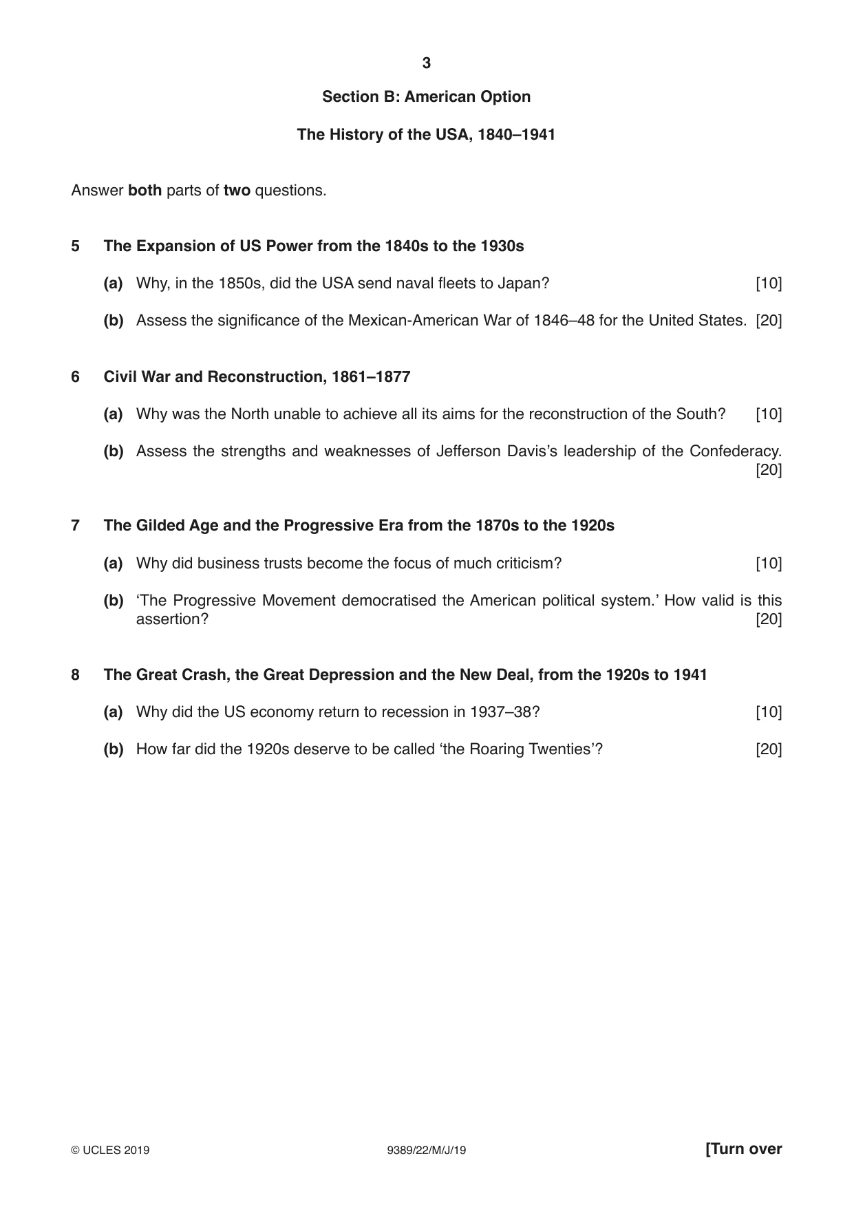 Cambridge A Level History 9389 2019 May/June Paper 2 · Variant 2 question paper, page 3 of 4