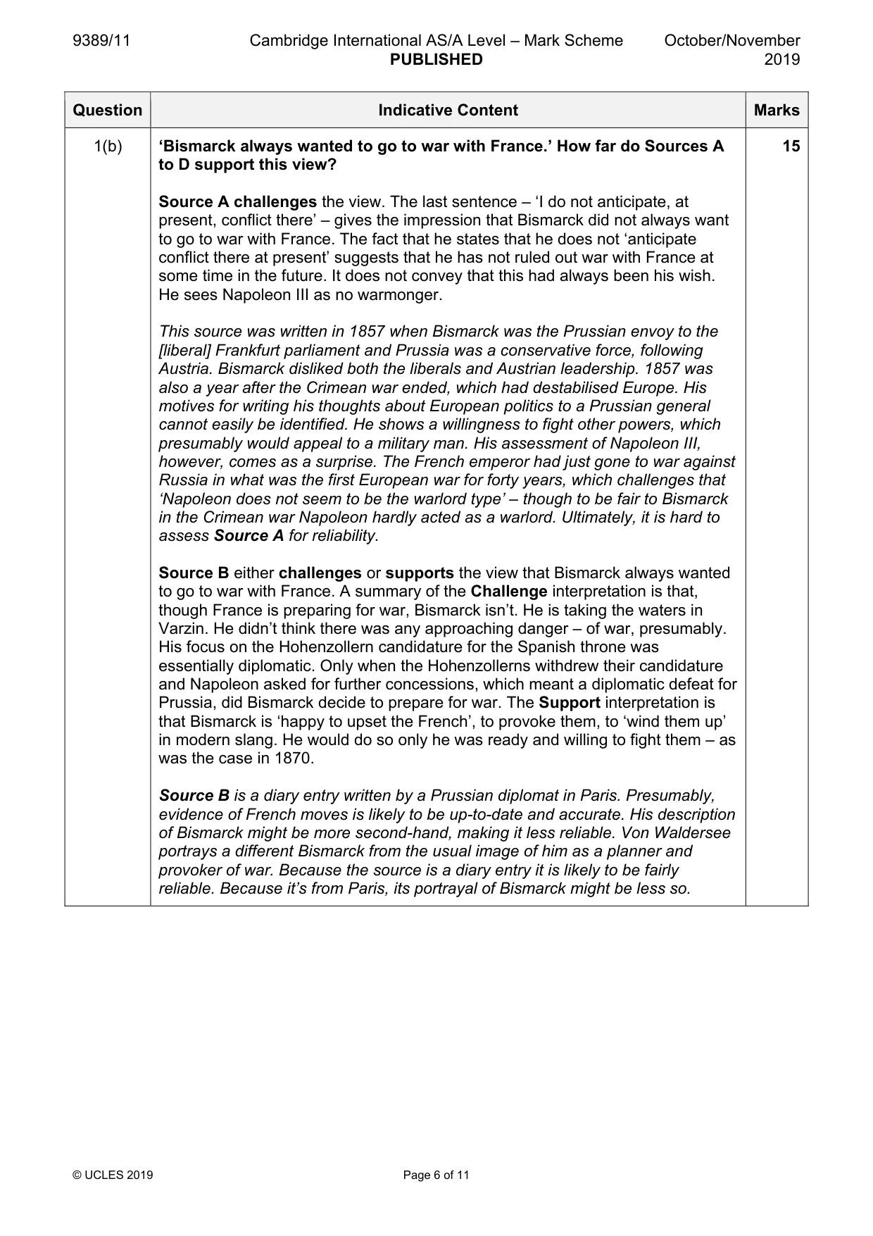 Mark scheme, page 6 of 11