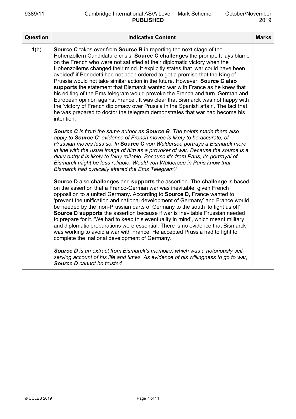 Mark scheme, page 7 of 11