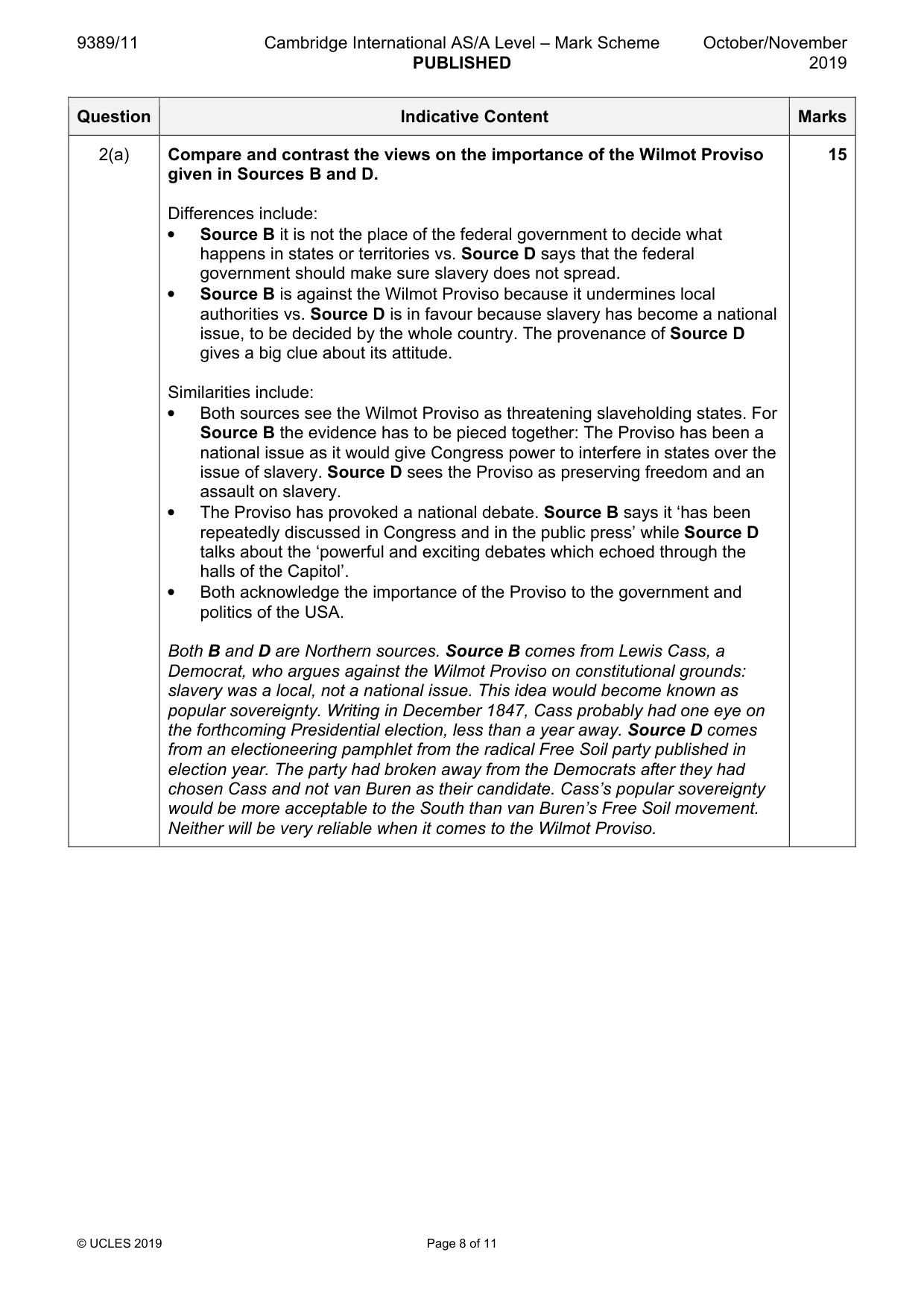 Mark scheme, page 8 of 11