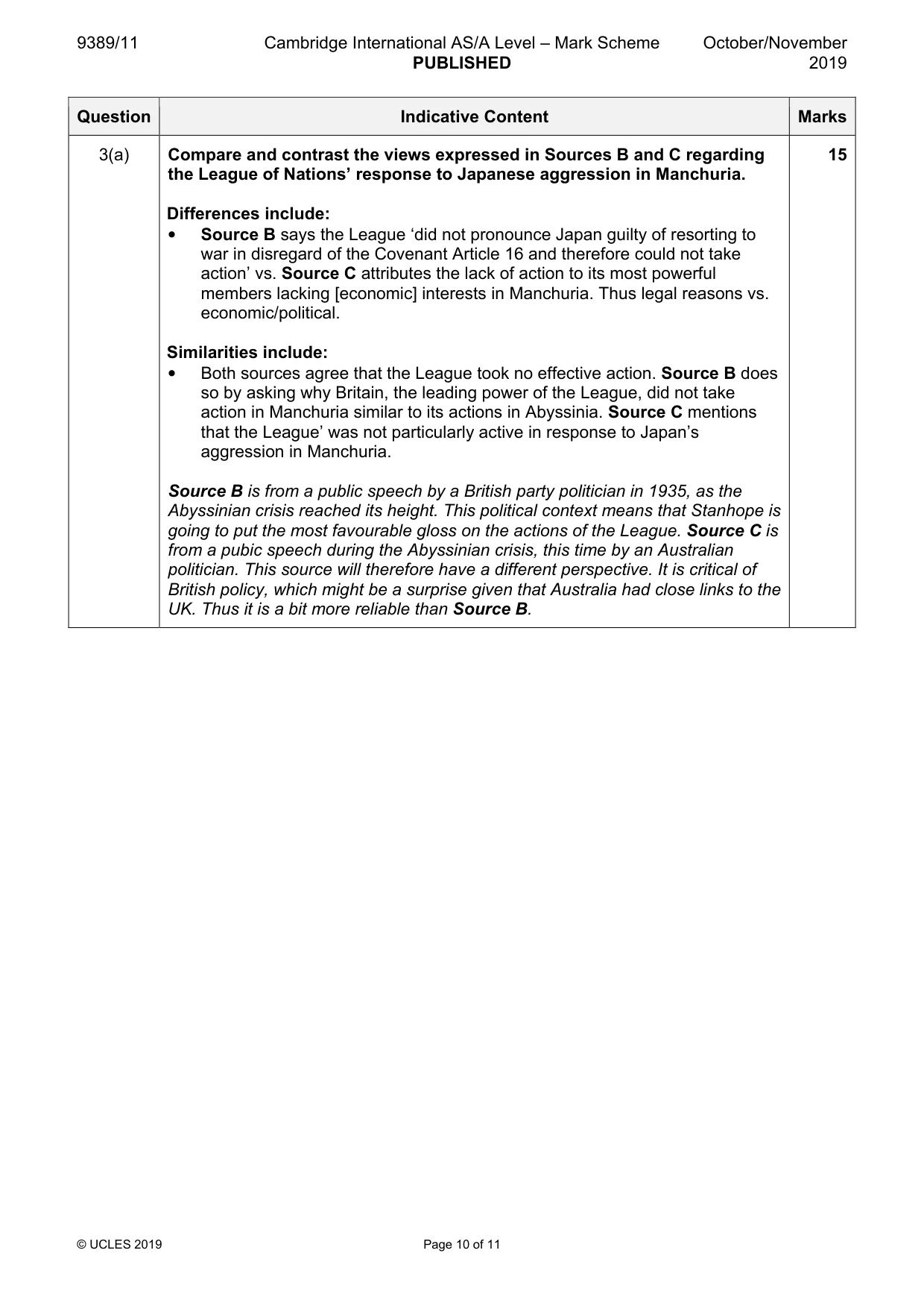 Mark scheme, page 10 of 11