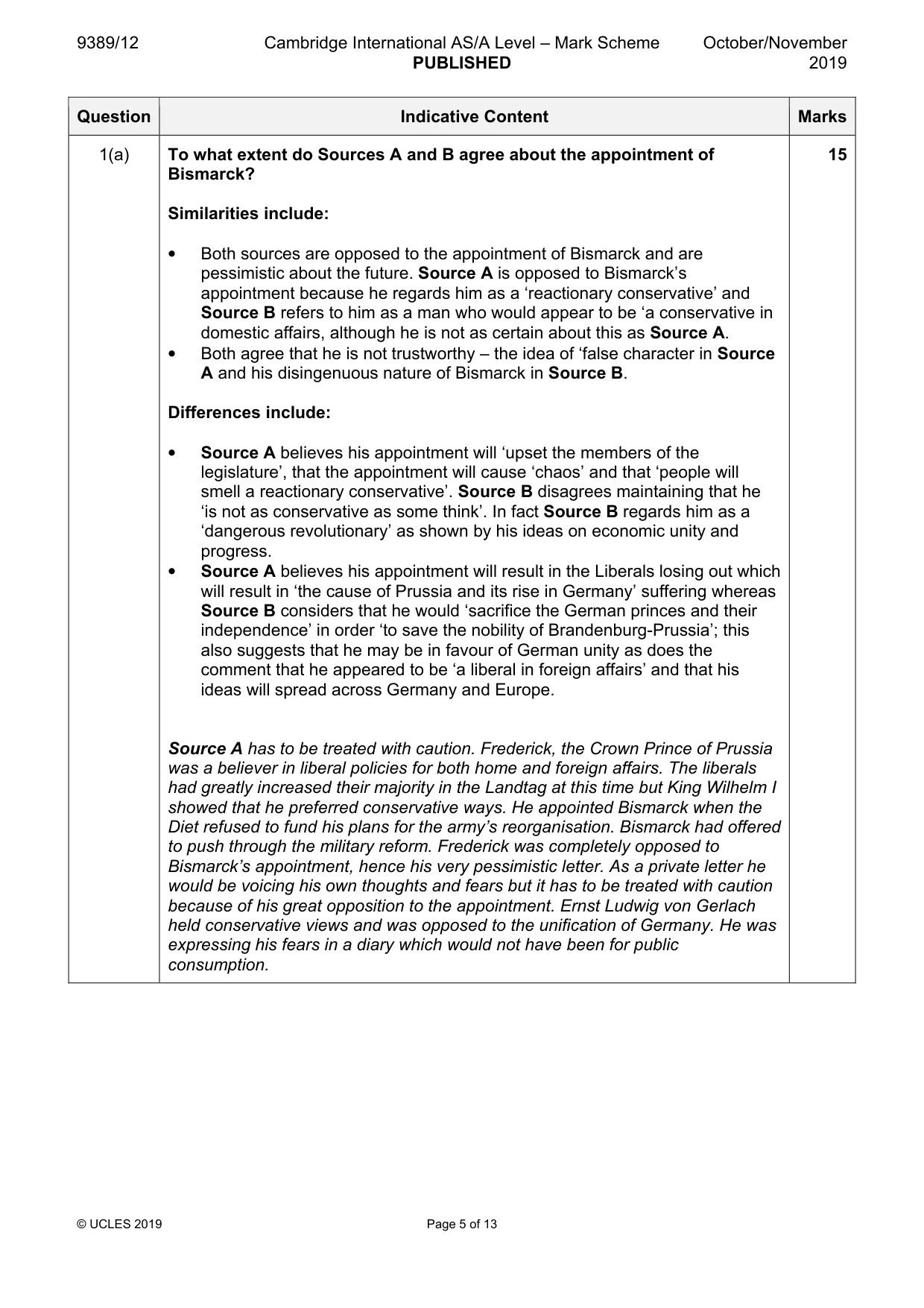 Mark scheme, page 5 of 13