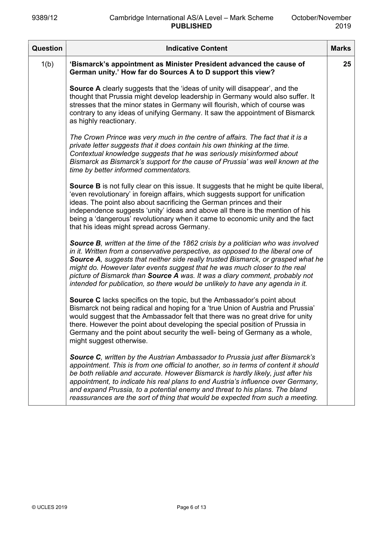Mark scheme, page 6 of 13