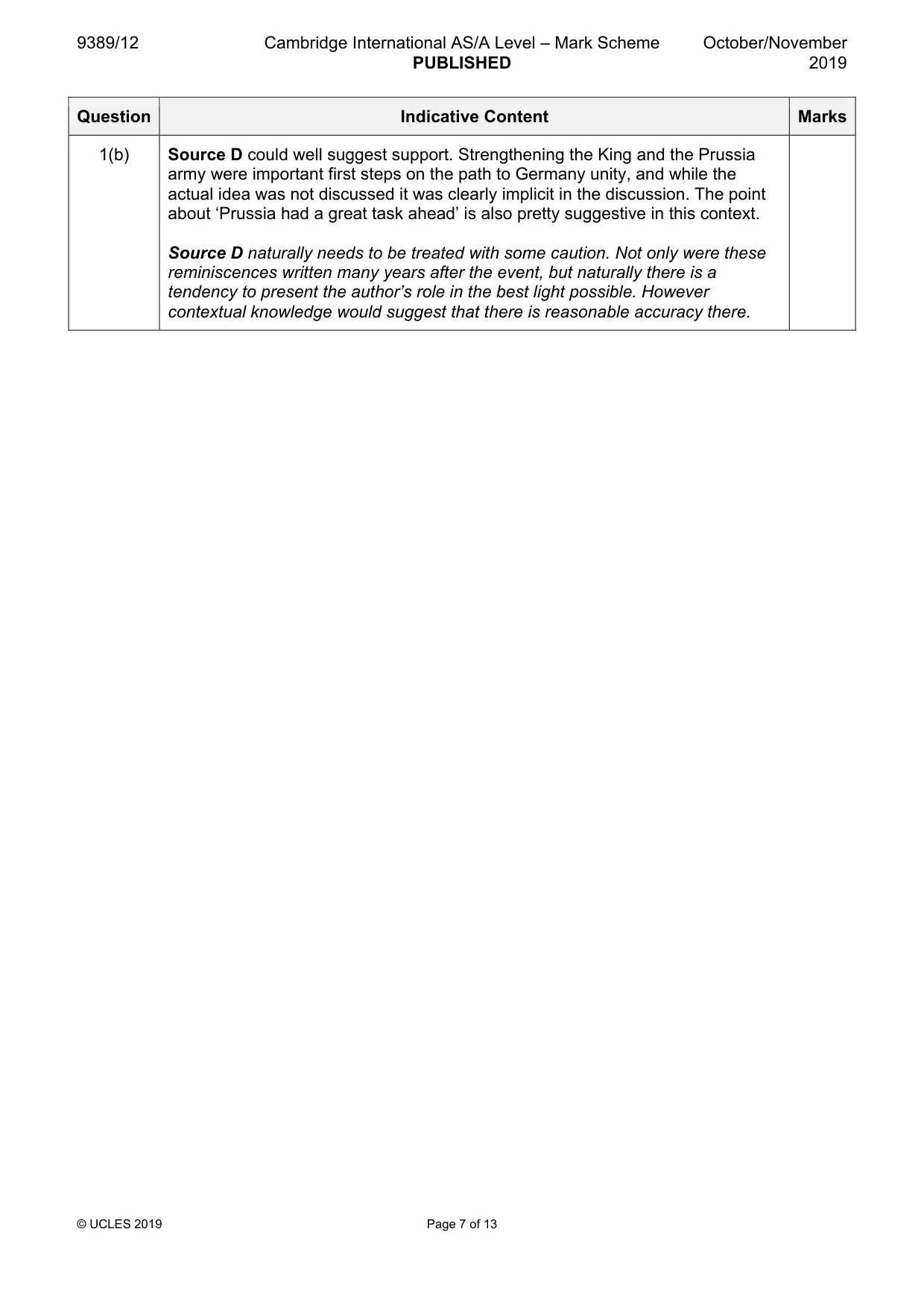 Mark scheme, page 7 of 13