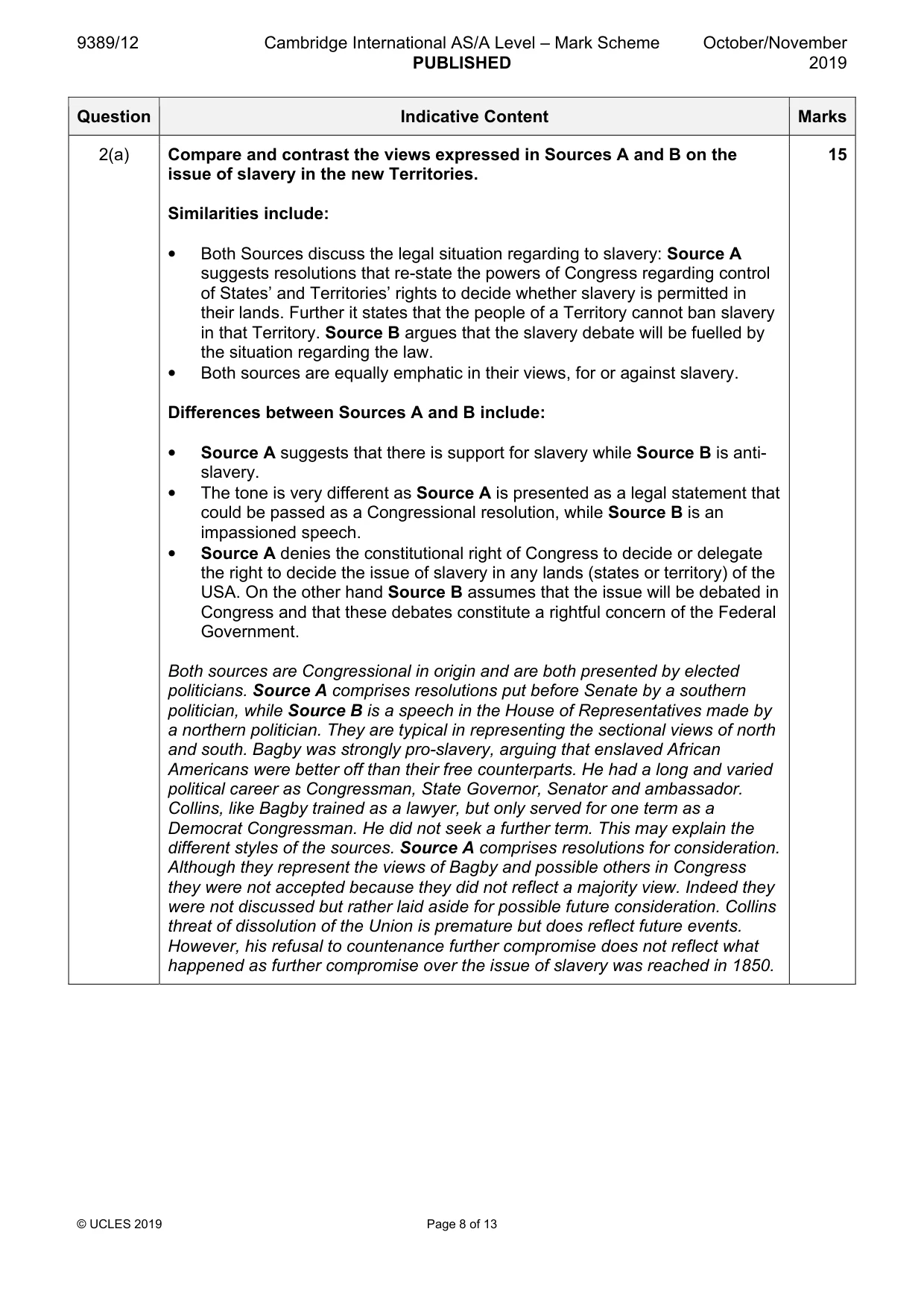 Mark scheme, page 8 of 13
