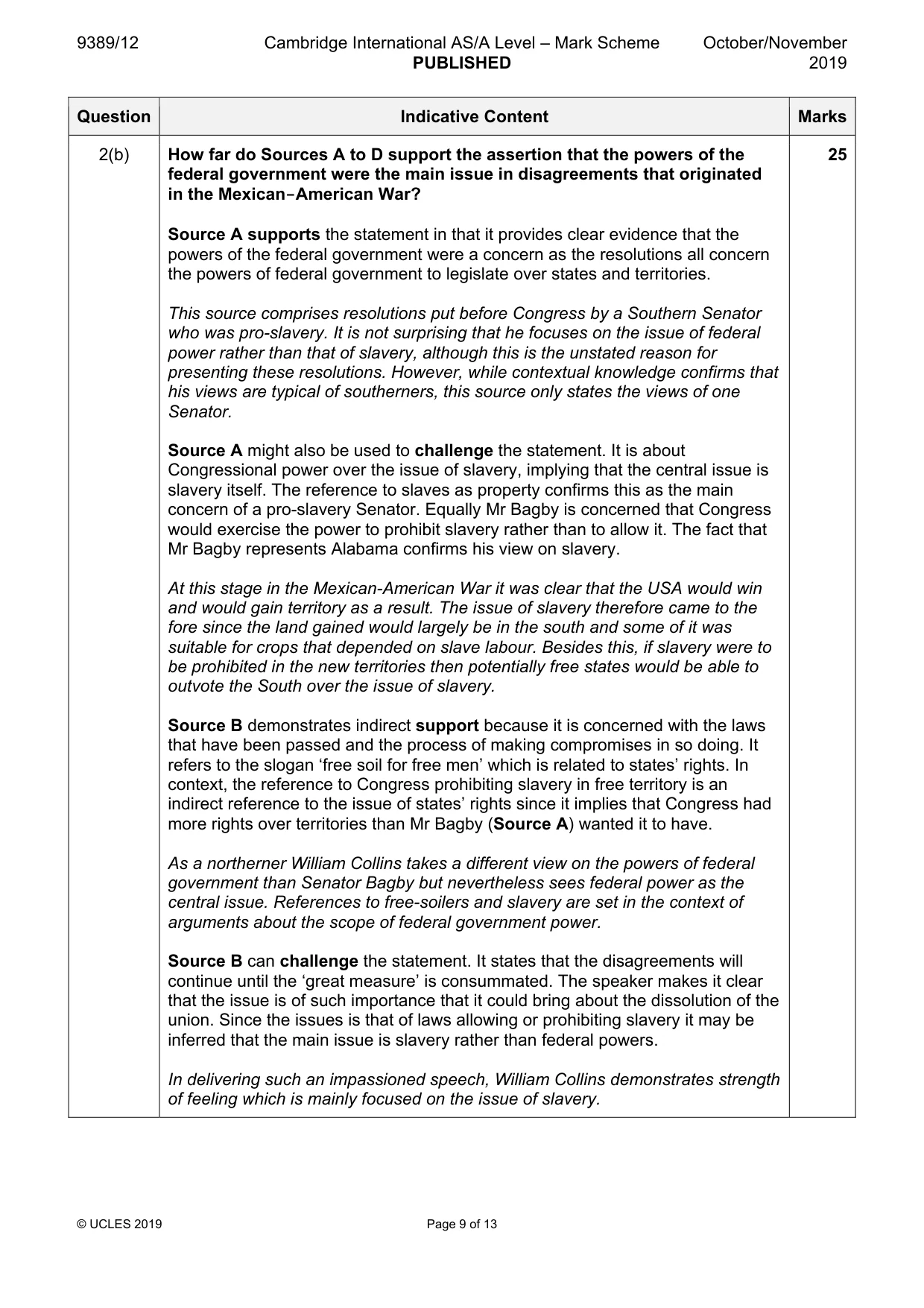 Mark scheme, page 9 of 13