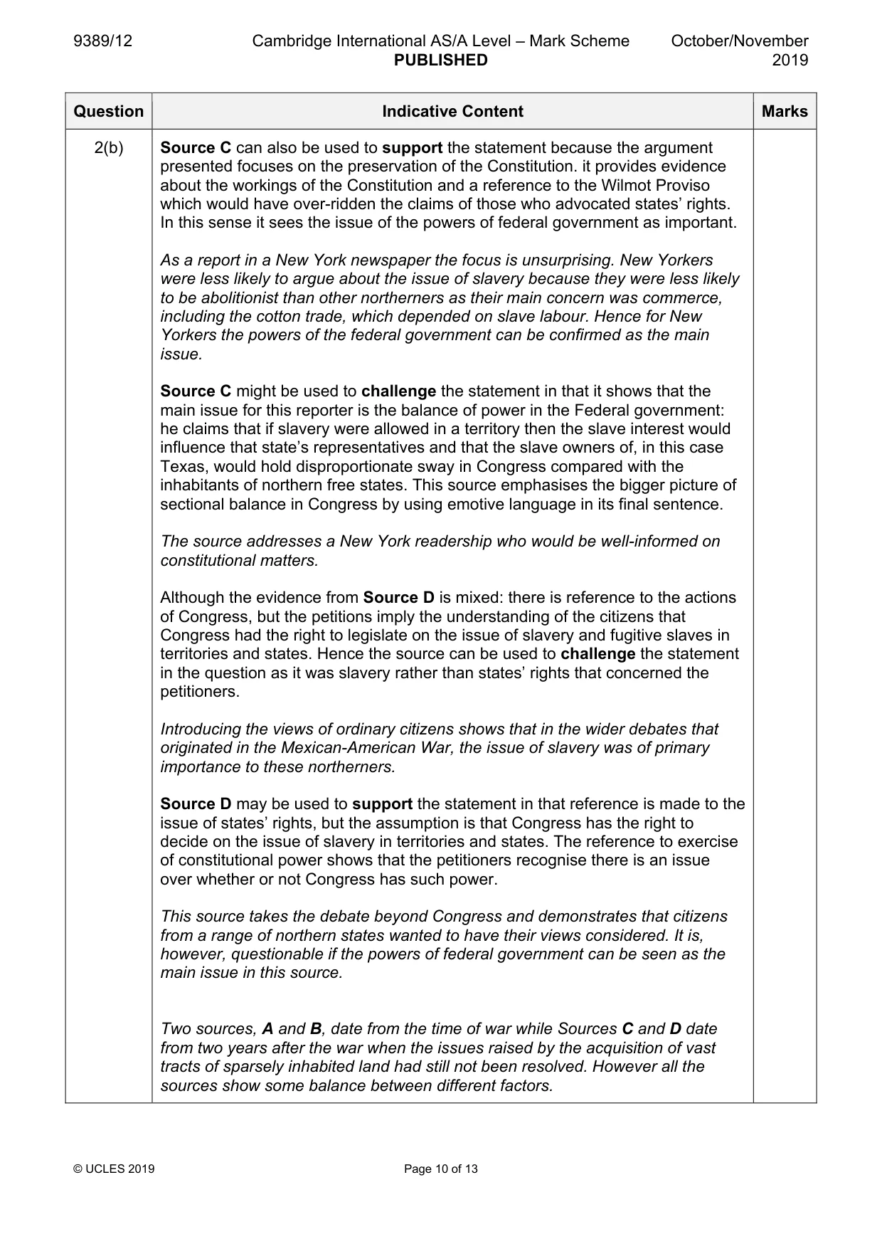 Mark scheme, page 10 of 13