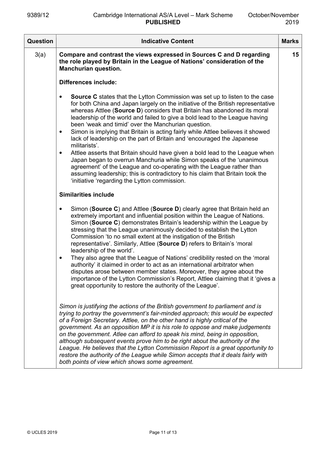 Mark scheme, page 11 of 13