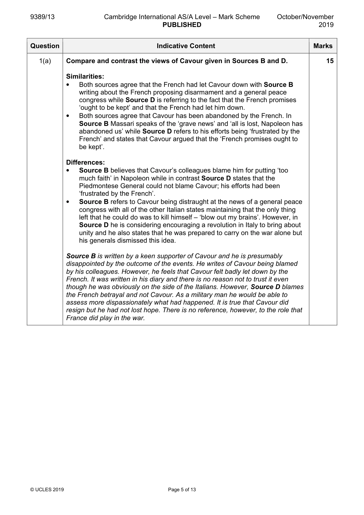Mark scheme, page 5 of 13