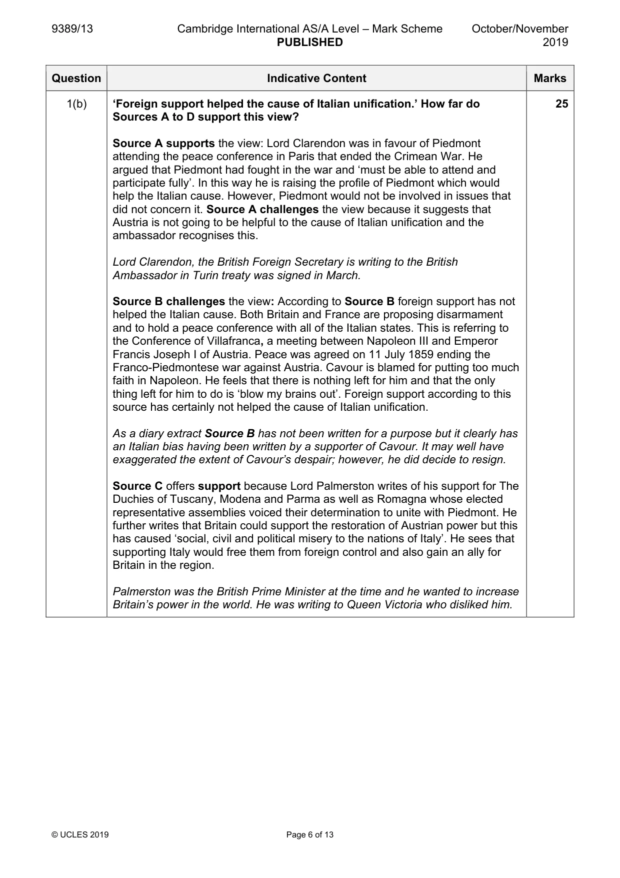 Mark scheme, page 6 of 13