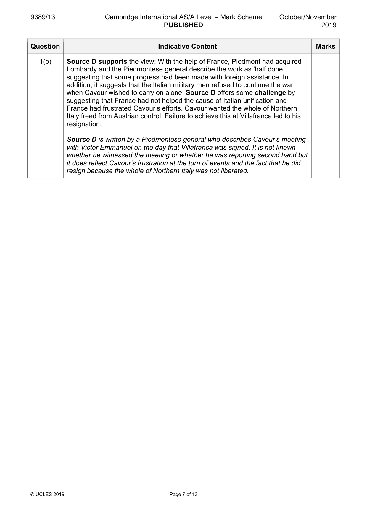 Mark scheme, page 7 of 13