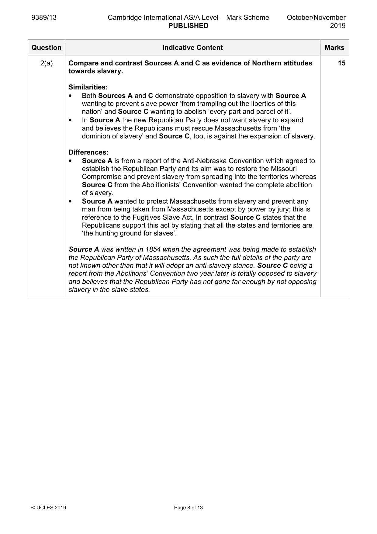 Mark scheme, page 8 of 13